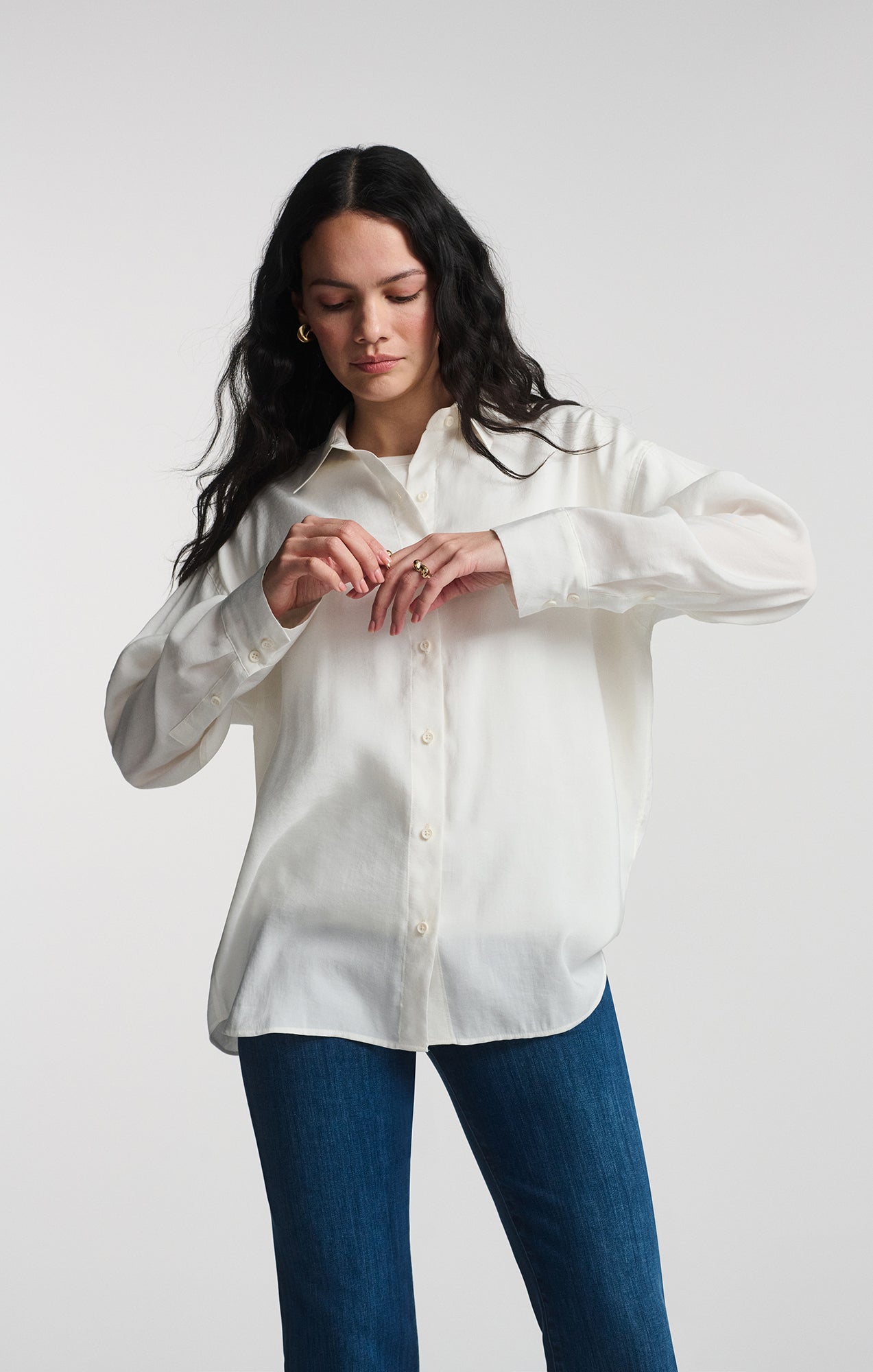 Mavi Women's Luxe Touch Button-Up Shirt In Antique White – Mavi Jeans