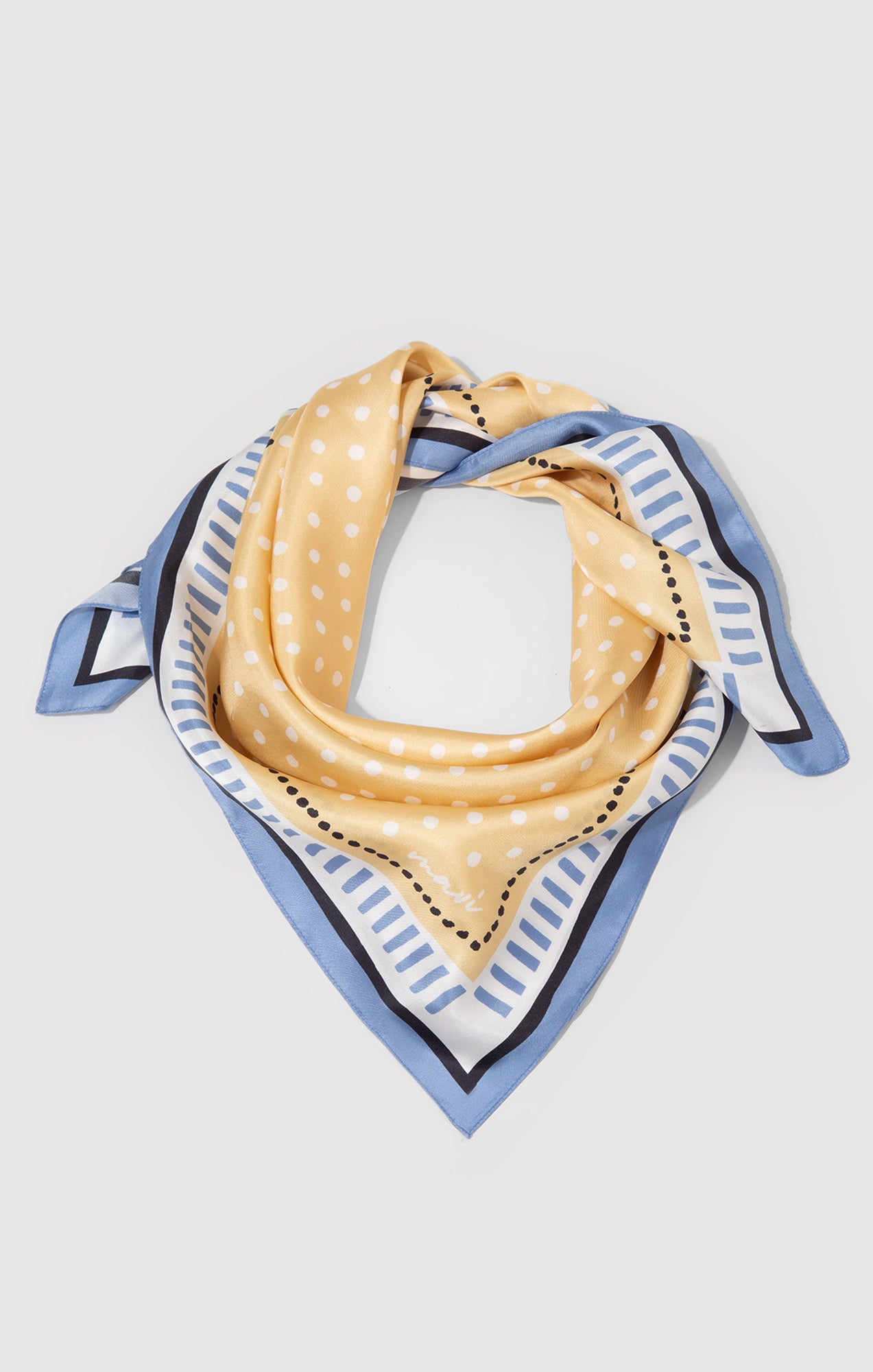MEDIUM SILK POLKA DOT BANDANA IN PALE BANANA - Mavi Jeans