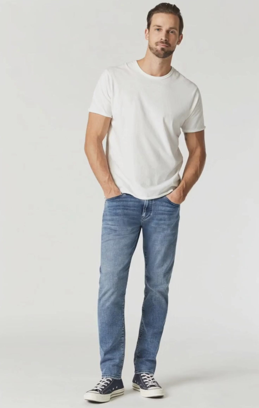 RAW EDGE NECK T-SHIRT IN BLANC DE BLANC - Mavi Jeans