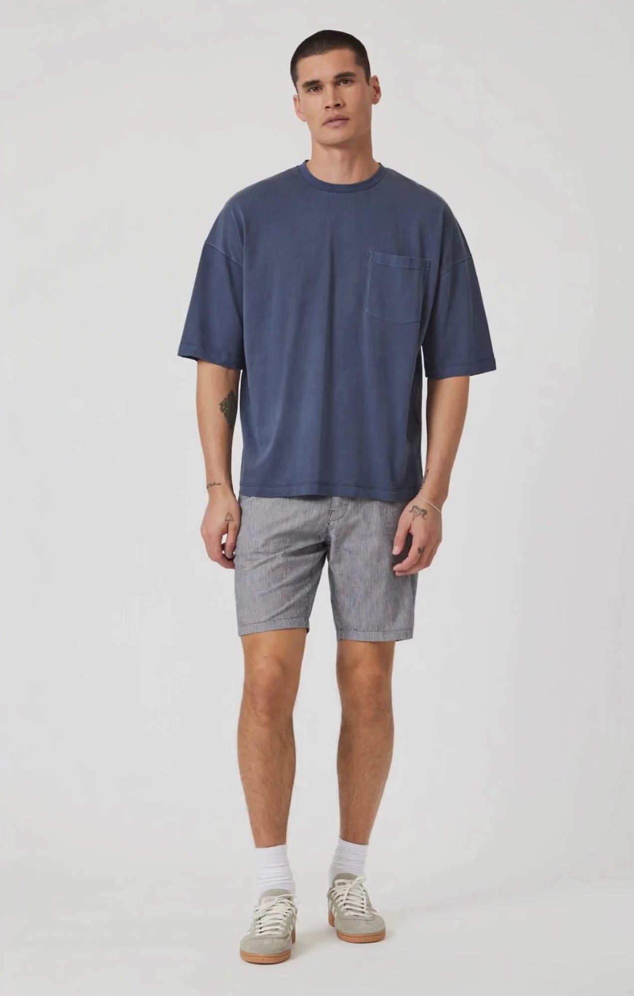 NOAH SHORTS IN NAVY LINEN STRIPE - Mavi Jeans