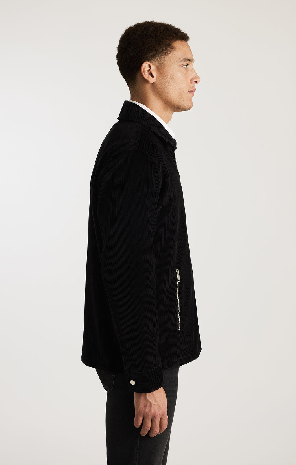 FULL ZIP OVERSHIRT IN BLACK