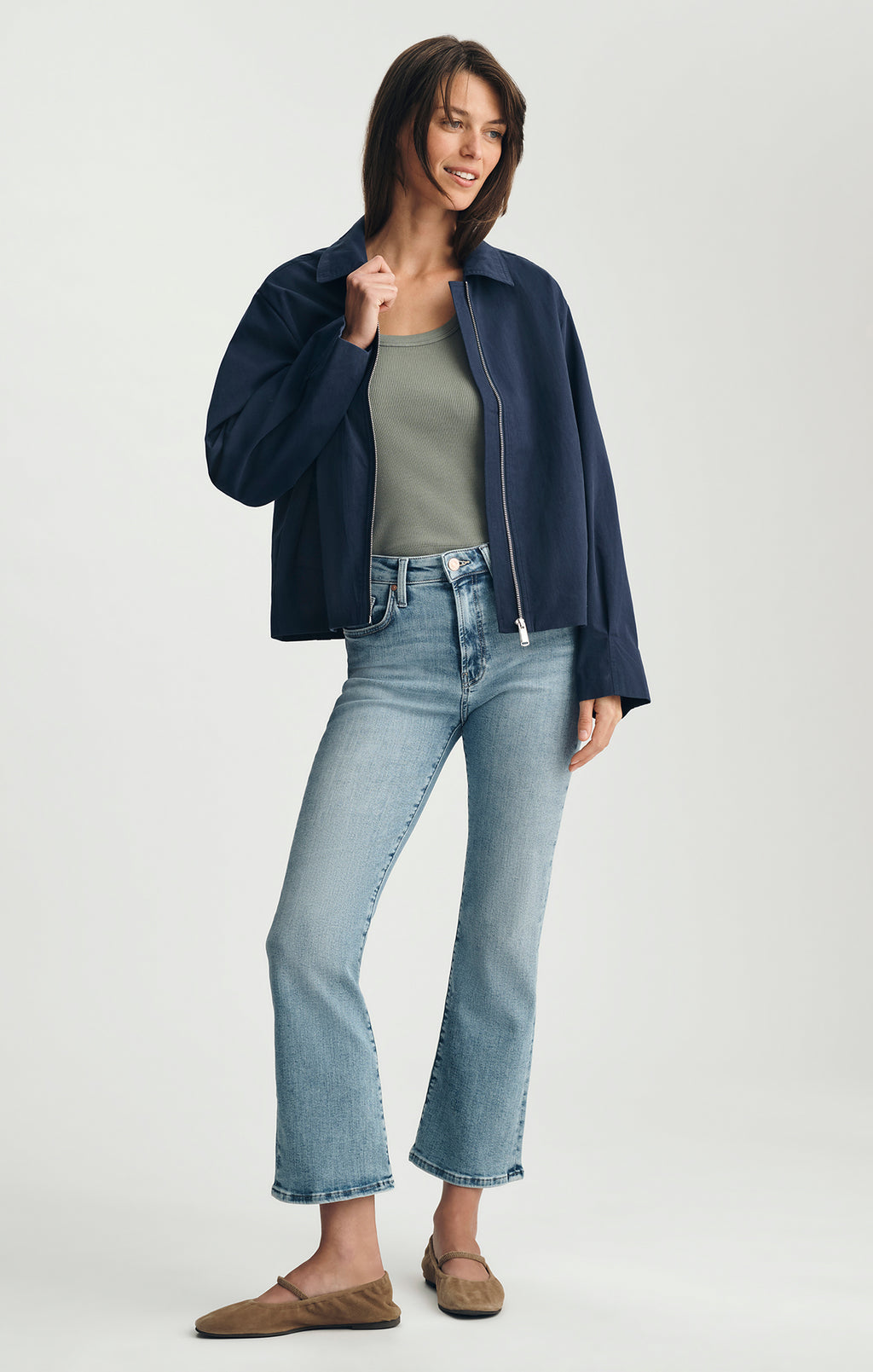 OVERSIZED ZIP JACKET IN BLACK IRIS - Mavi Jeans