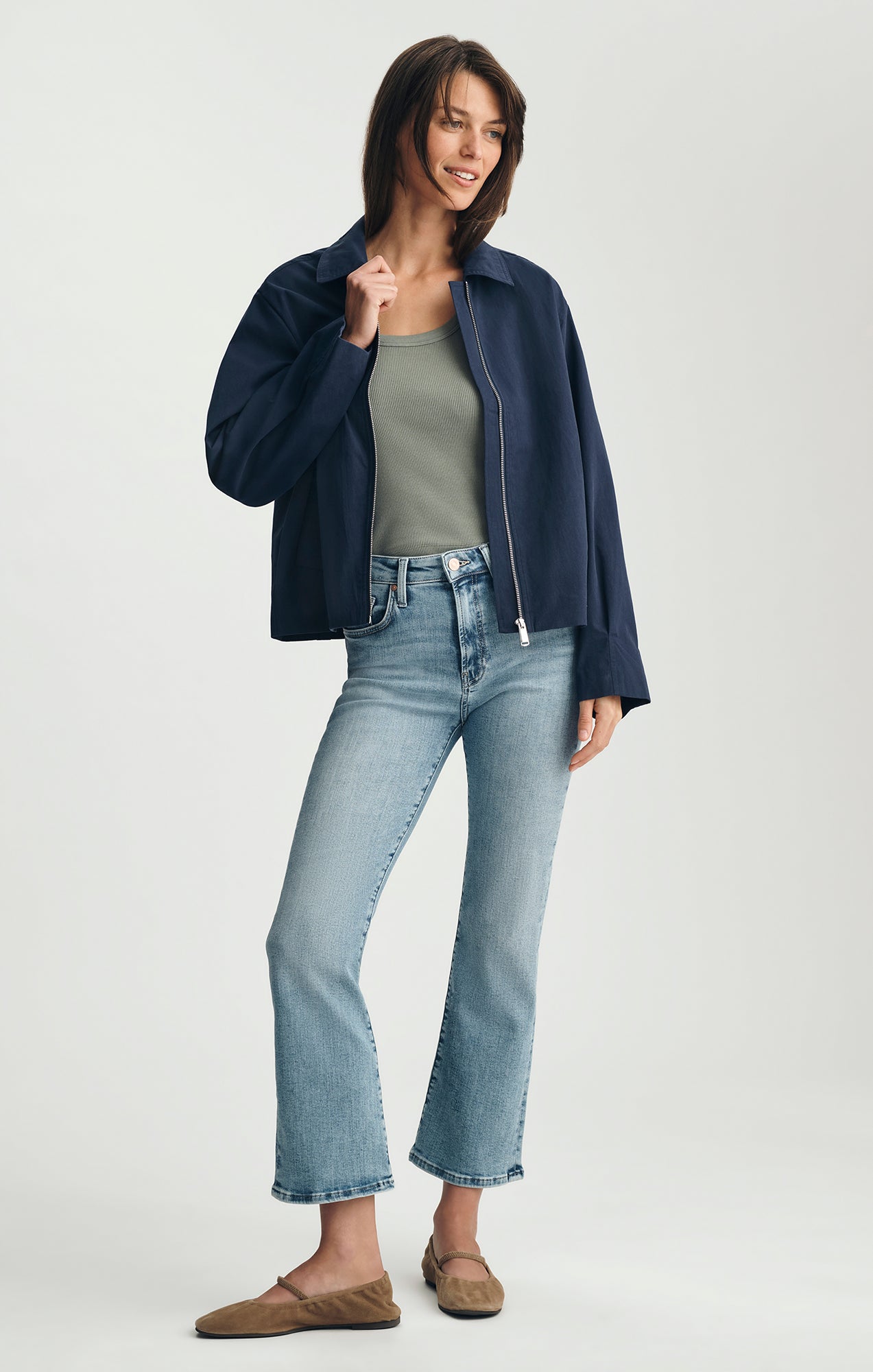 OVERSIZED ZIP JACKET IN BLACK IRIS - Mavi Jeans