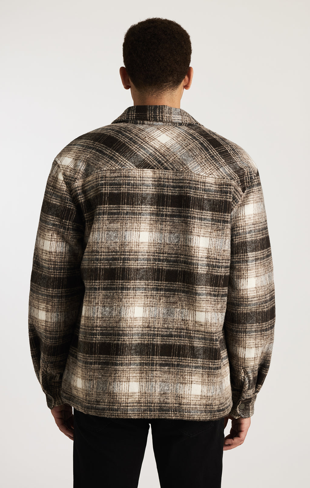 PLAID SHIRT JACKET IN SEAL BROWN CHECK