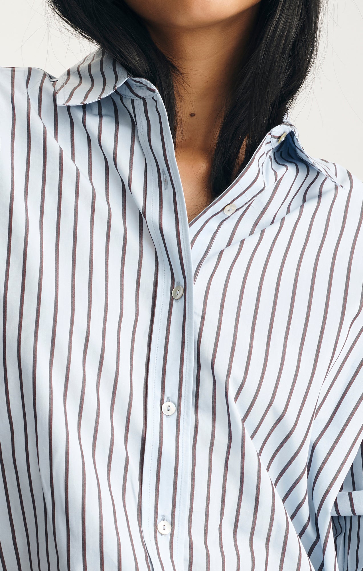 LONG SLEEVE BUTTON-UP SHIRT IN BLUE STRIPE - Mavi Jeans