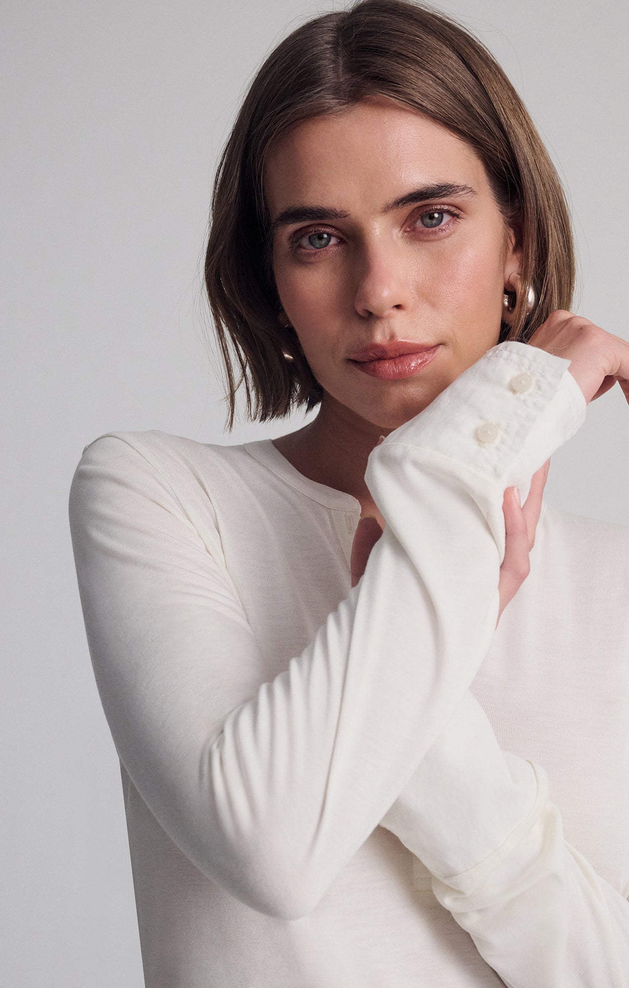 LONG SLEEVE HENLEY IN COCONUT MILK - Mavi Jeans