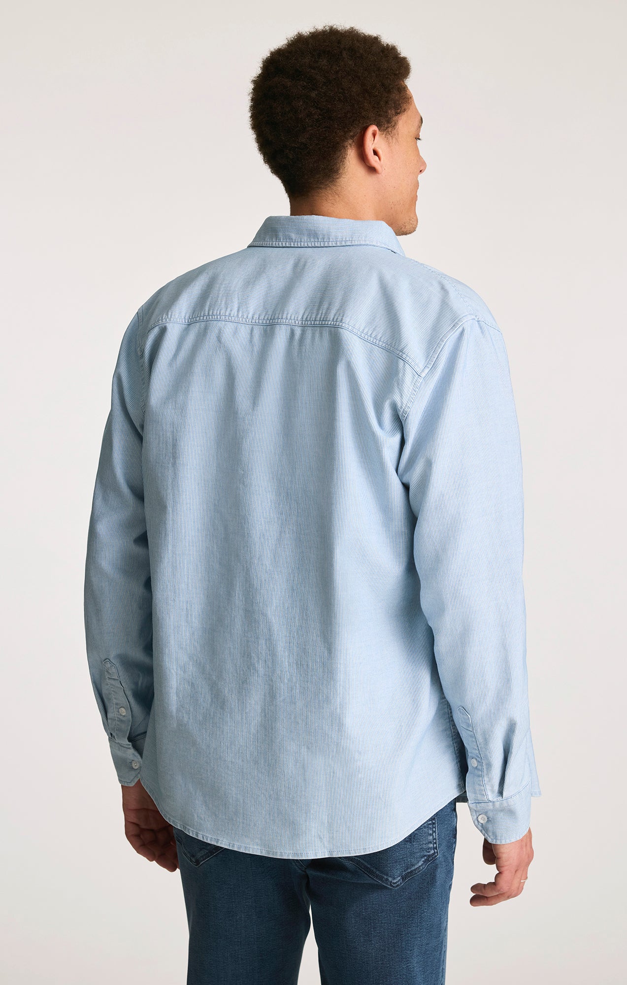 Mavi Men's One Pocket Button-Up Shirt In White Stripe Indigo Zemin