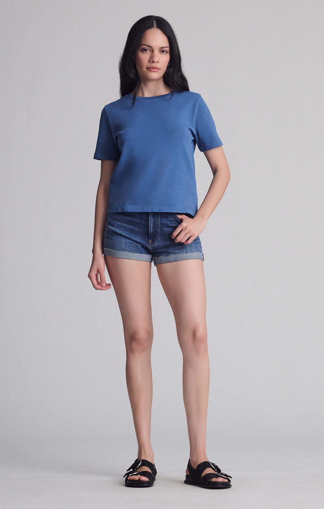 SHORT SLEEVE CREW NECK T-SHIRT IN HORIZON BLUE - Mavi Jeans