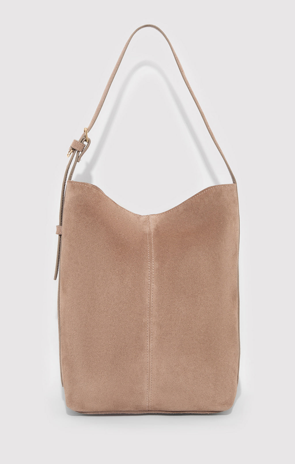 SUEDE BUCKET BAG IN SILVER MINK