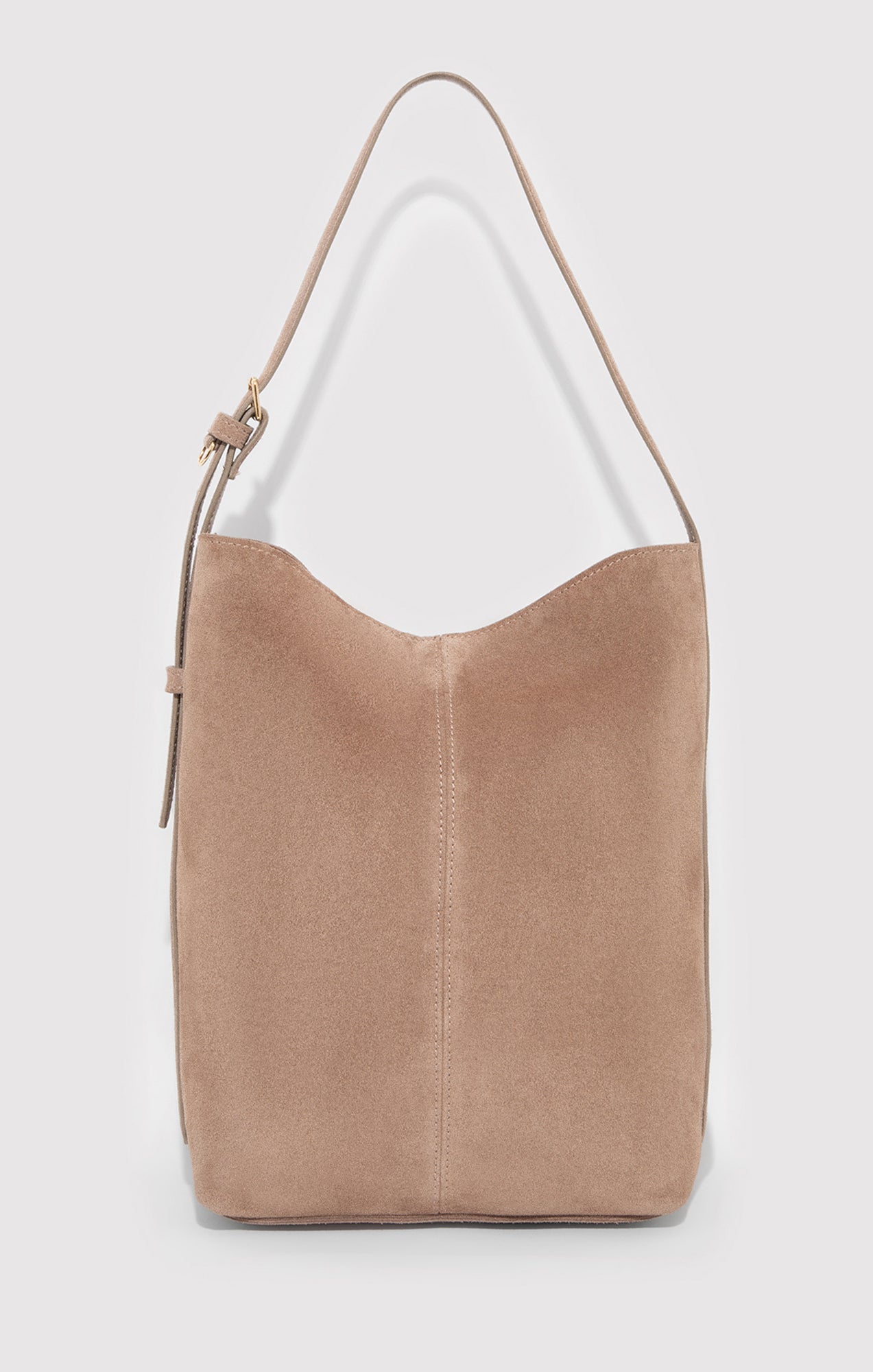 SUEDE BUCKET BAG IN SILVER MINK
