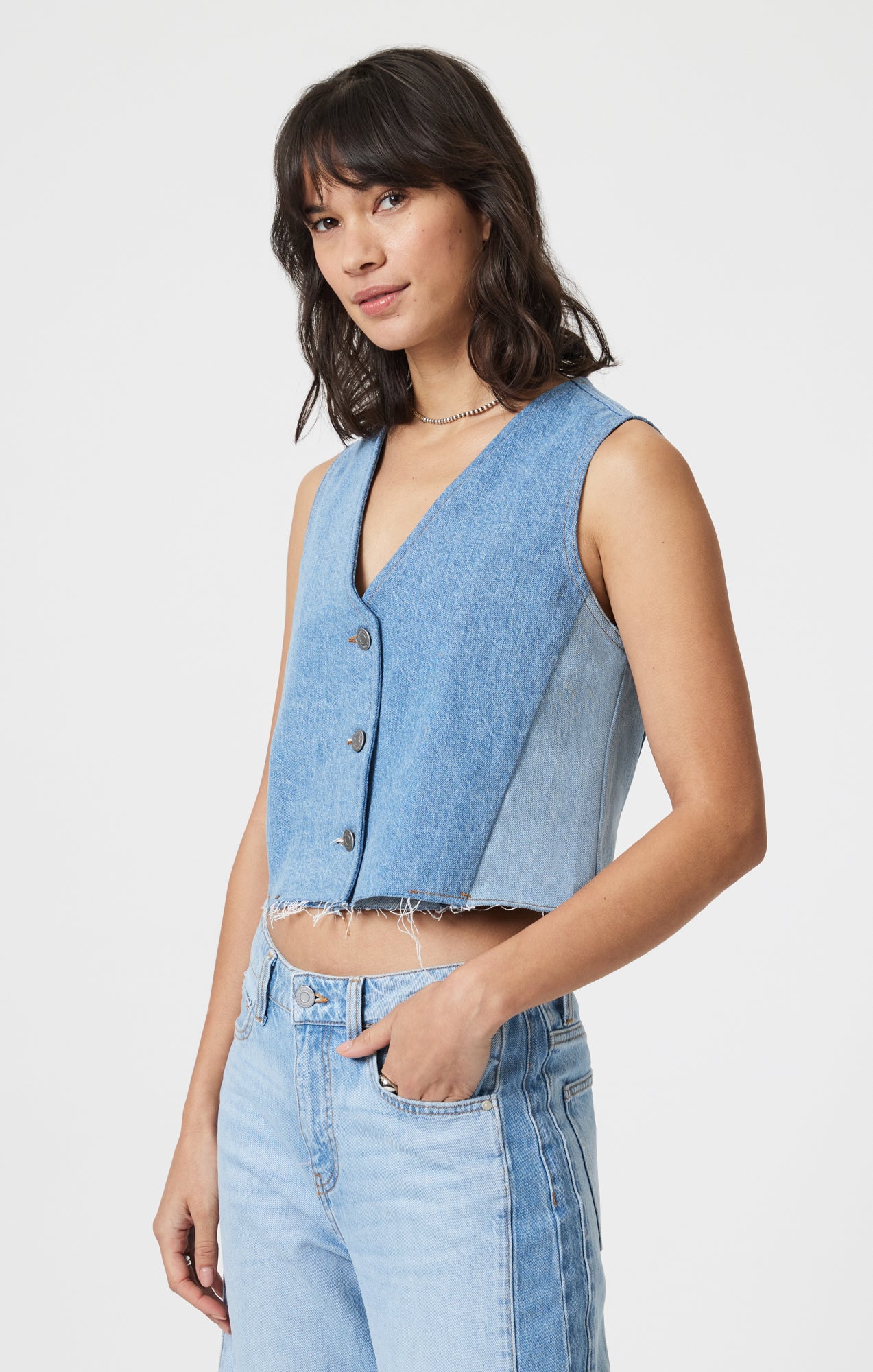 PEONY VEST IN BLOCKING DENIM - Mavi Jeans