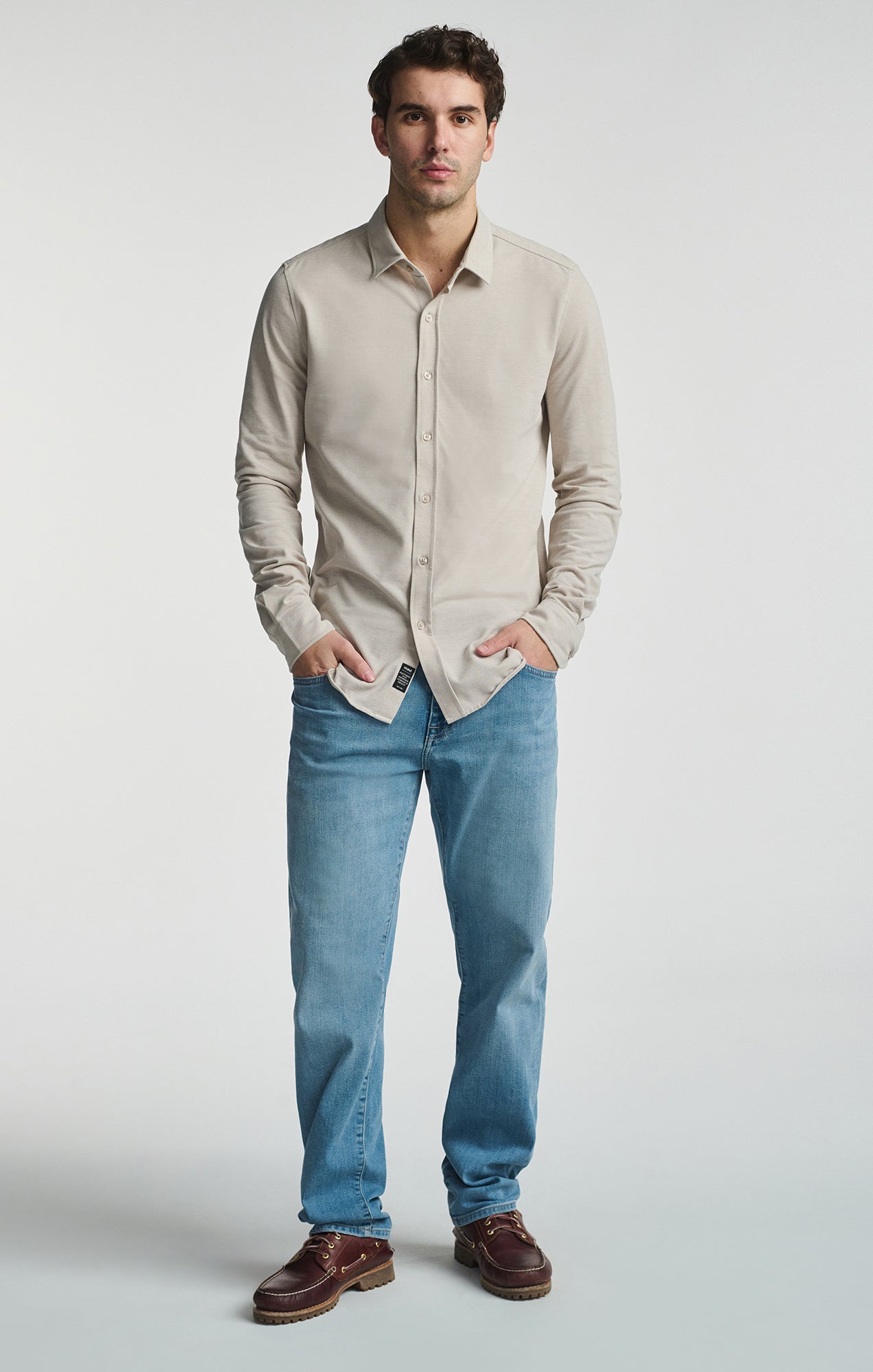 LONG SLEEVE BUTTON-UP SHIRT IN SILVER LINING - Mavi Jeans