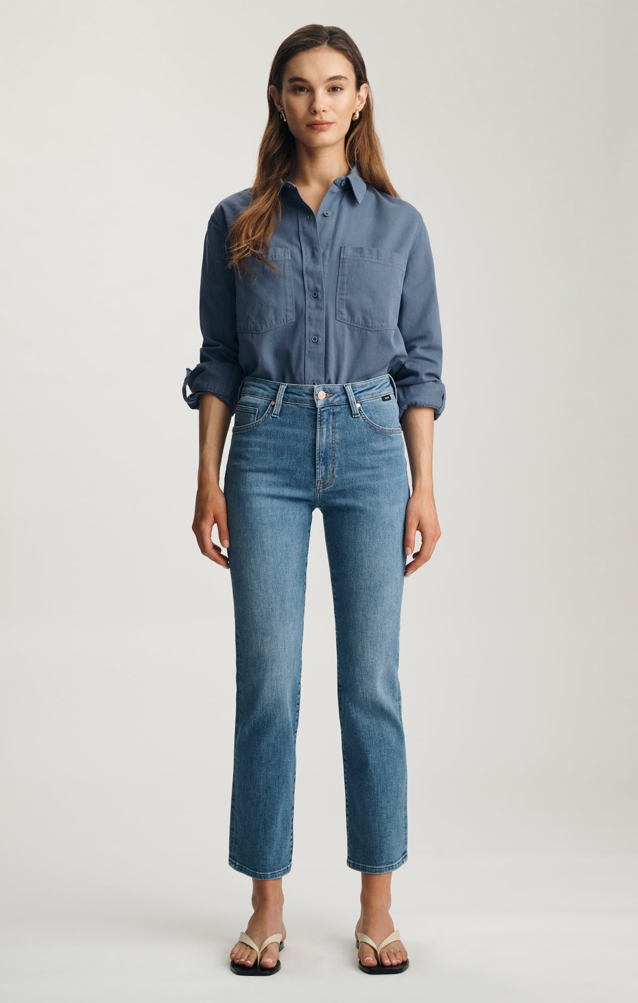KENDRA STRAIGHT LEG IN MID BRUSHED FLEX BLUE - Mavi Jeans