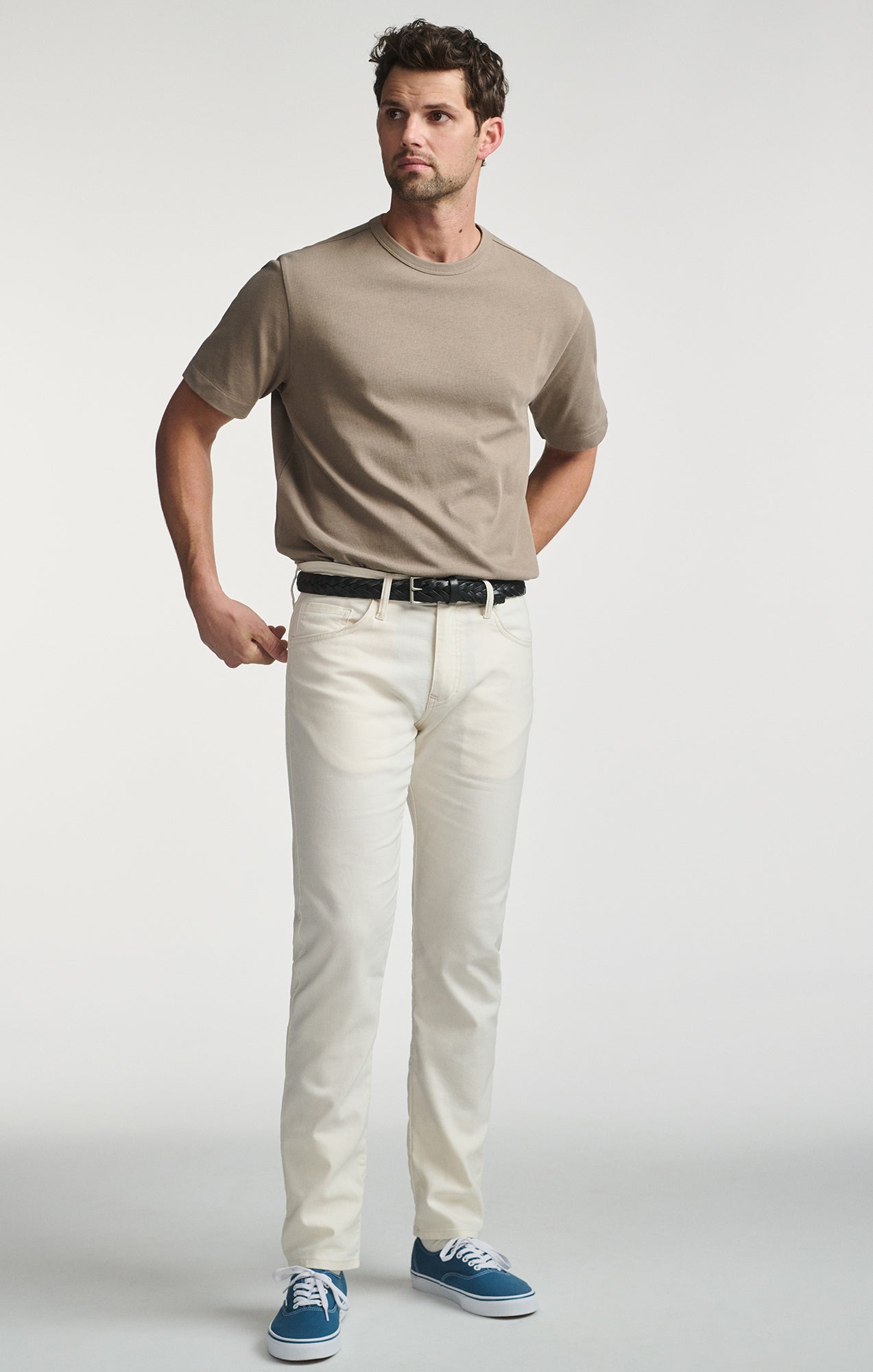 JAKE SLIM LEG IN OFF WHITE LINEN - Mavi Jeans