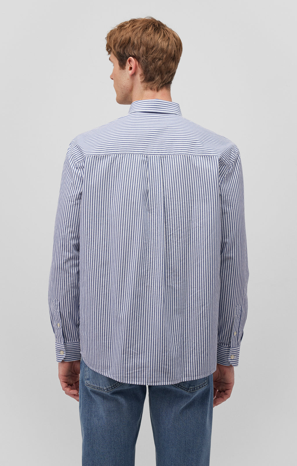 STRIPED BUTTON-UP LONG SLEEVE SHIRT IN TRUE BLUE - Mavi Jeans