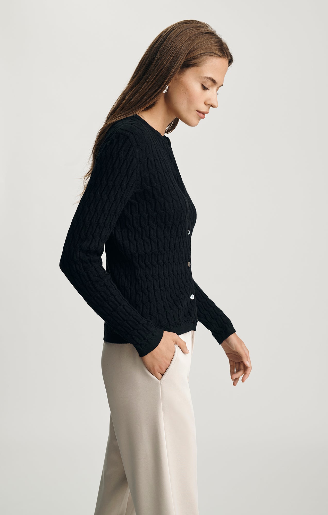 Mavi Women's Edition Cable-Knit Cardigan In Black – Mavi Jeans