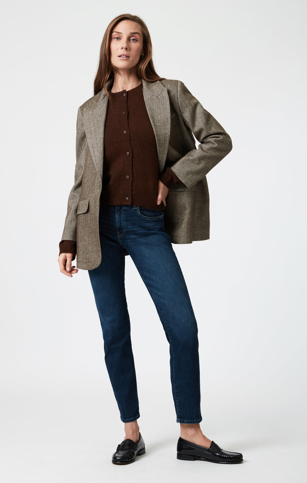 MIRELLA STRAIGHT LEG IN DARK BRUSHED FLEX BLUE - Mavi Jeans