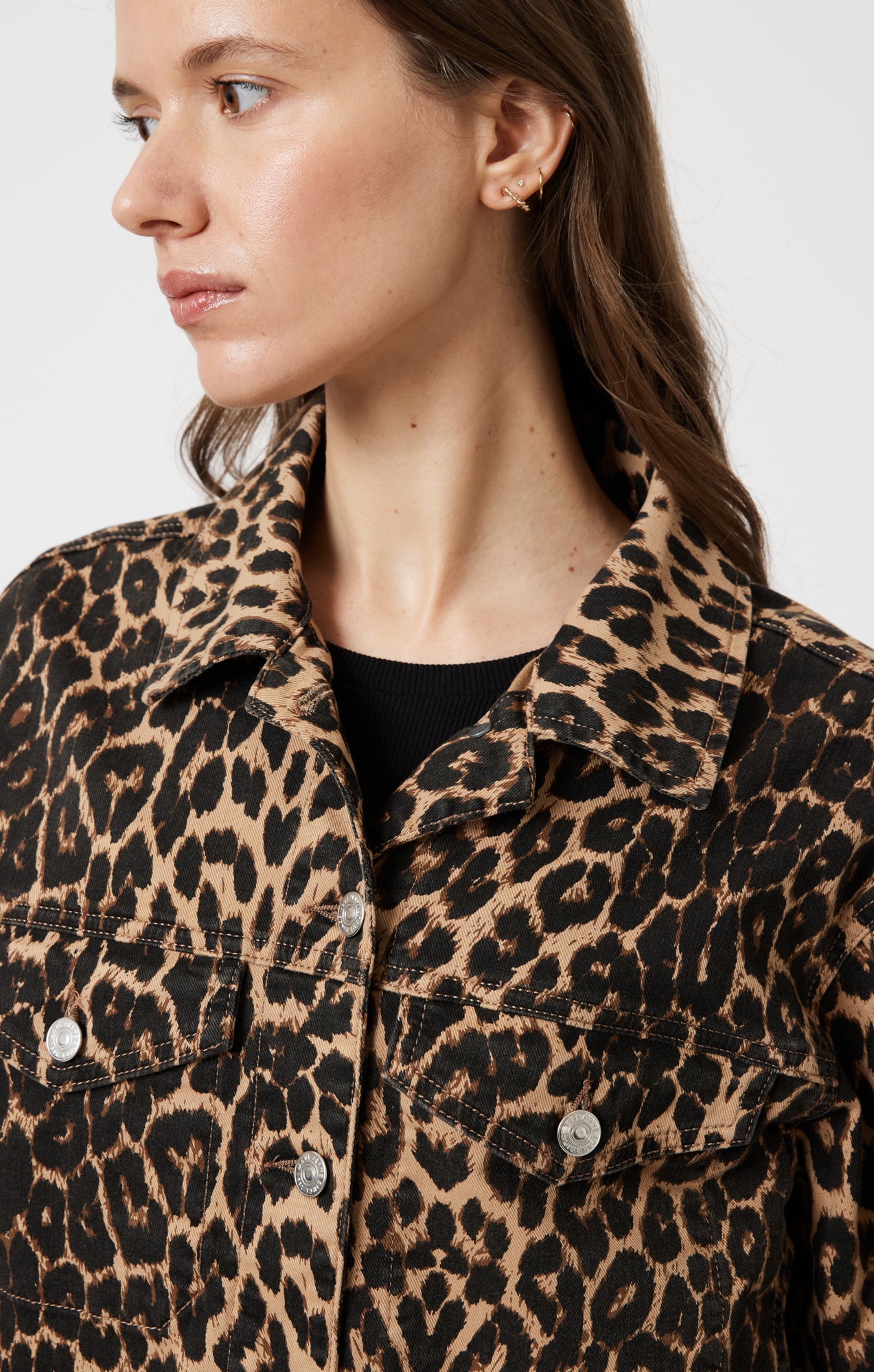 MAREN CROP JACKET IN LEOPARD DENIM - Mavi Jeans