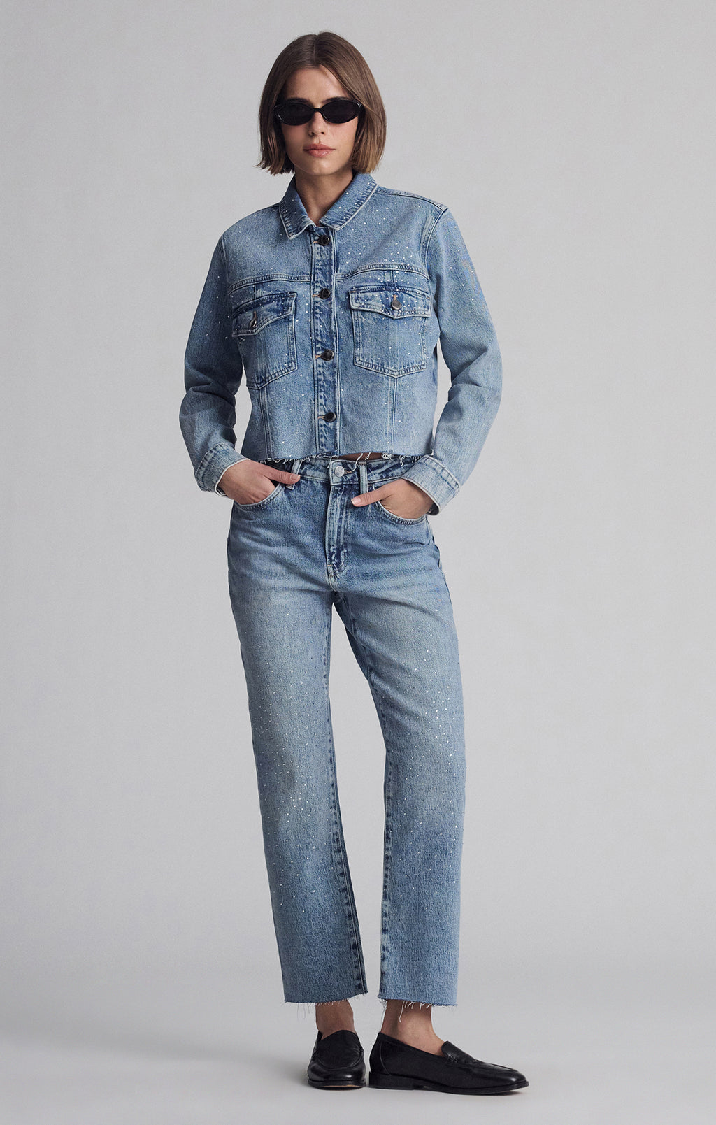 THALIA JACKET IN SHINY MID DENIM - Mavi Jeans