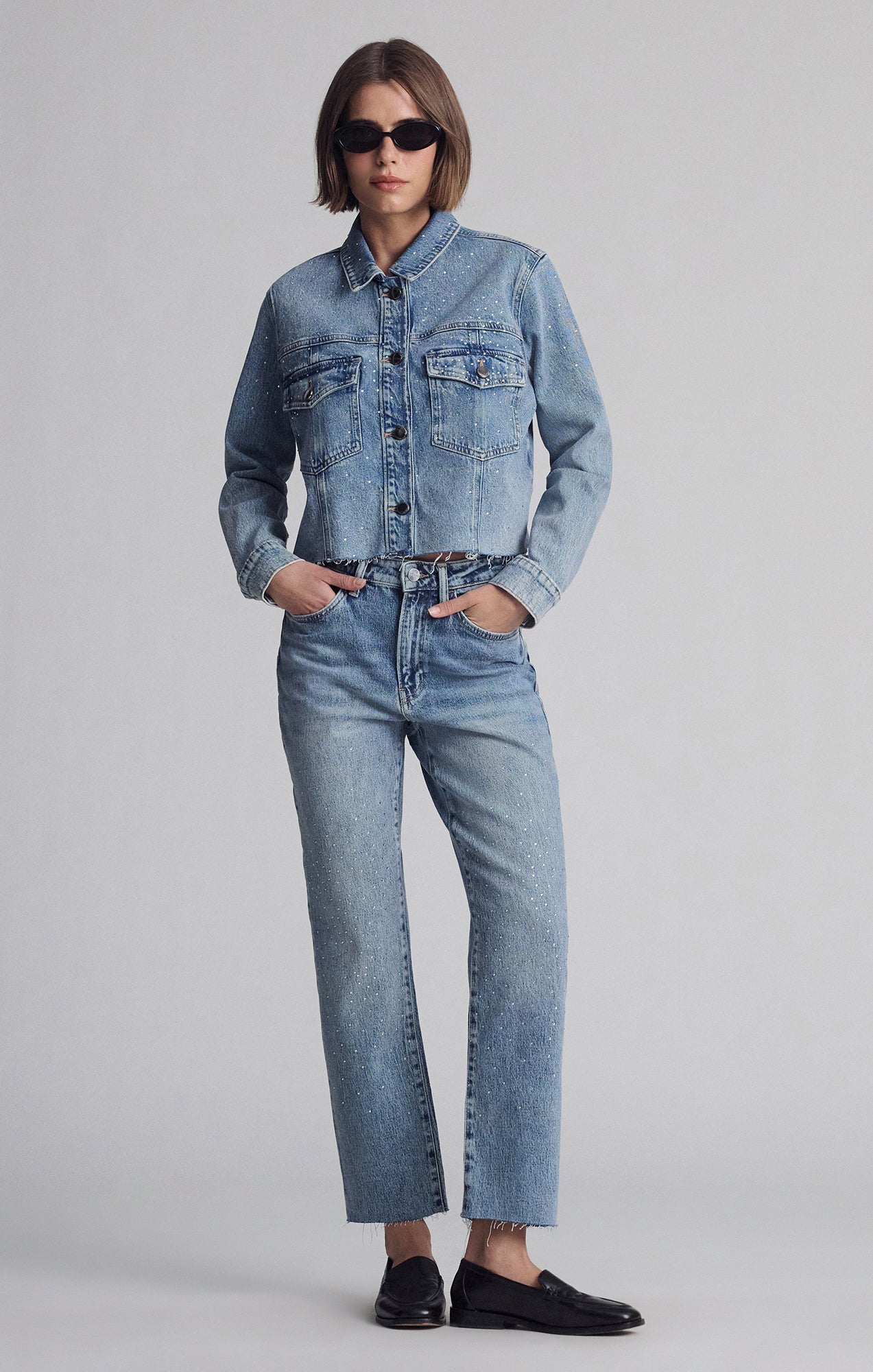 THALIA JACKET IN SHINY MID DENIM - Mavi Jeans