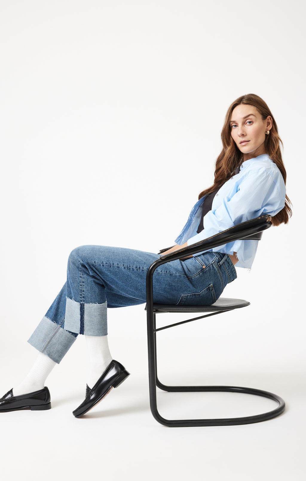 SAVANNAH CUFFED STRAIGHT LEG IN SHADED CLASSIC BLUE - Mavi Jeans