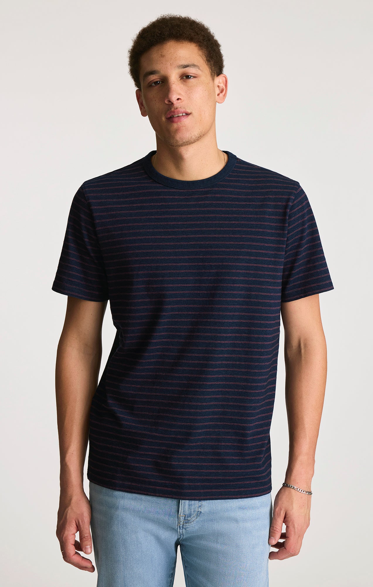 CREW NECK T-SHIRT IN INDIGO STRIPE