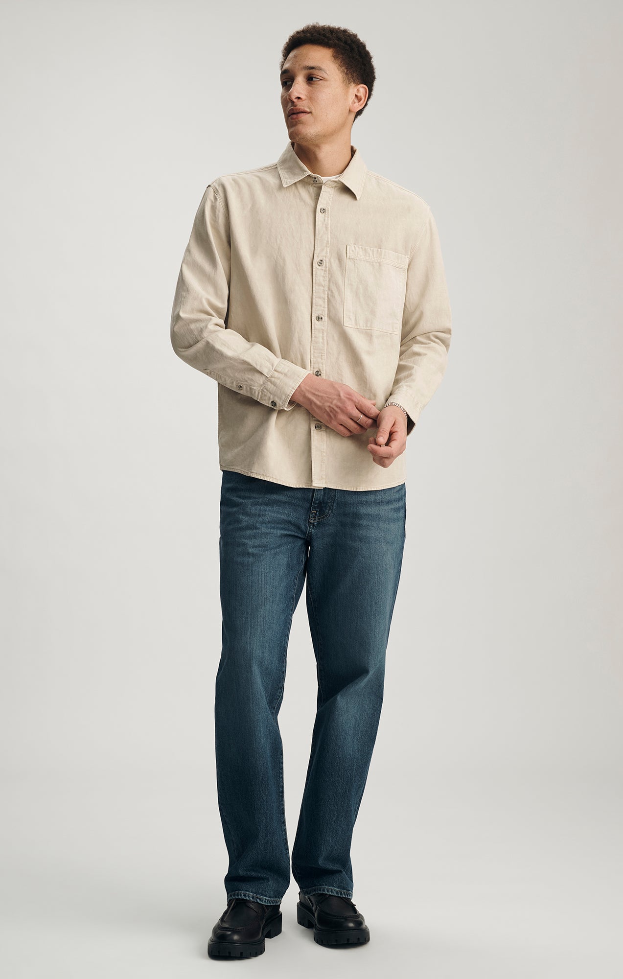 TENCEL™ ONE POCKET BUTTON-UP SHIRT IN FEATHER GRAY - Mavi Jeans