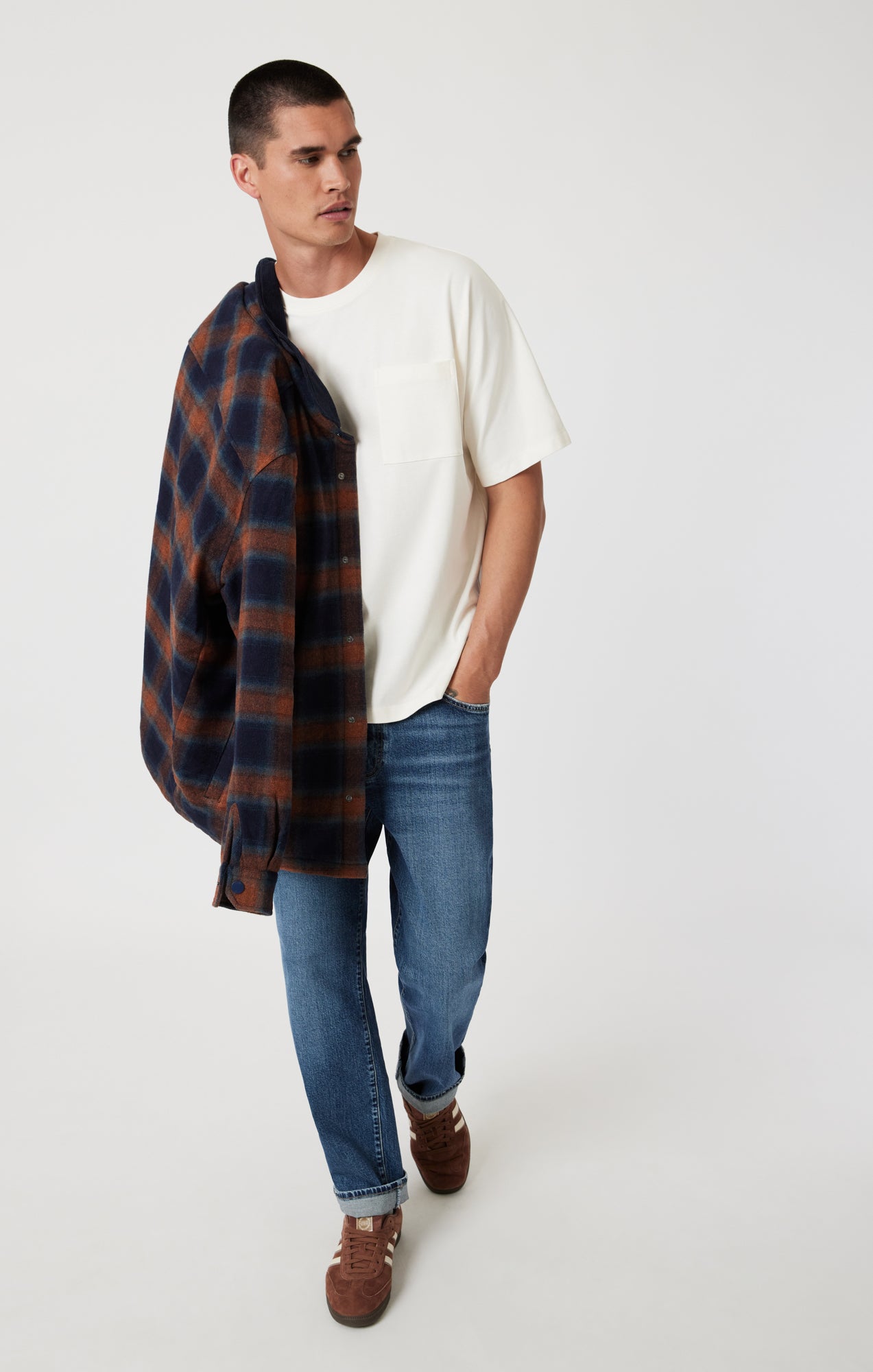 PLAID SHACKET IN BRICK RED CHECK - Mavi Jeans