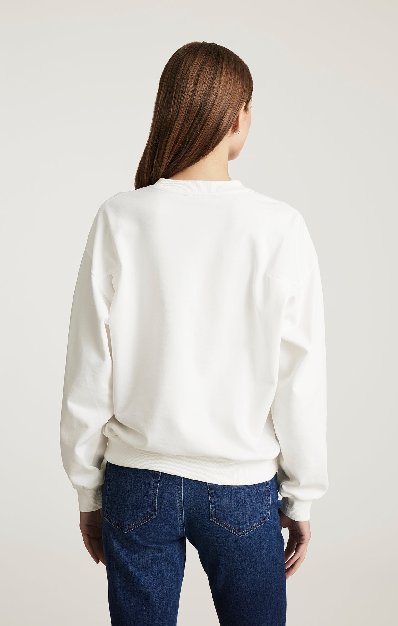 CREW NECK SWEATSHIRT IN ANTIQUE WHITE - Mavi Jeans
