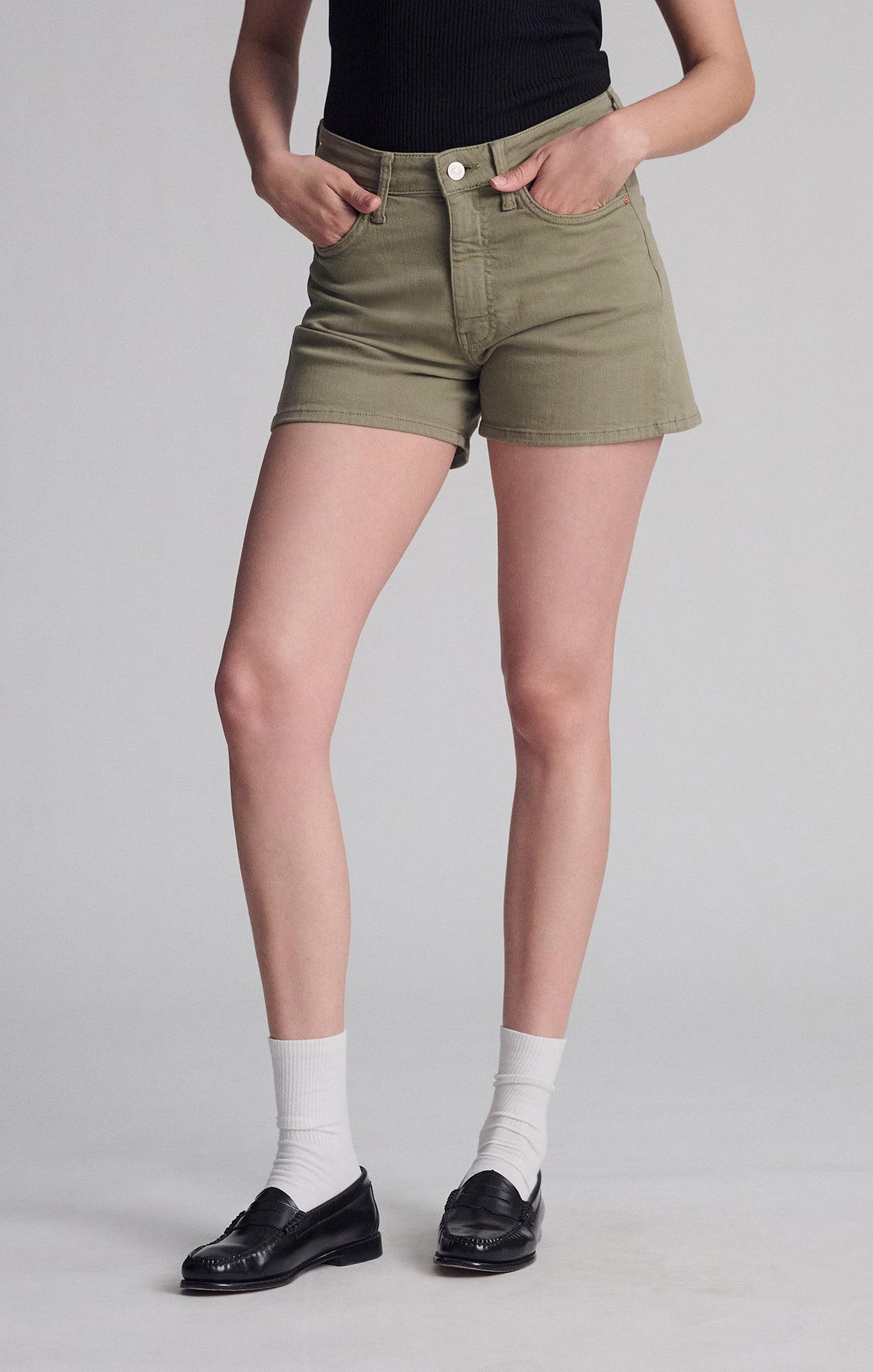 HEIDI STRAIGHT LEG SHORTS IN GREEN FLEX BLUE - Mavi Jeans