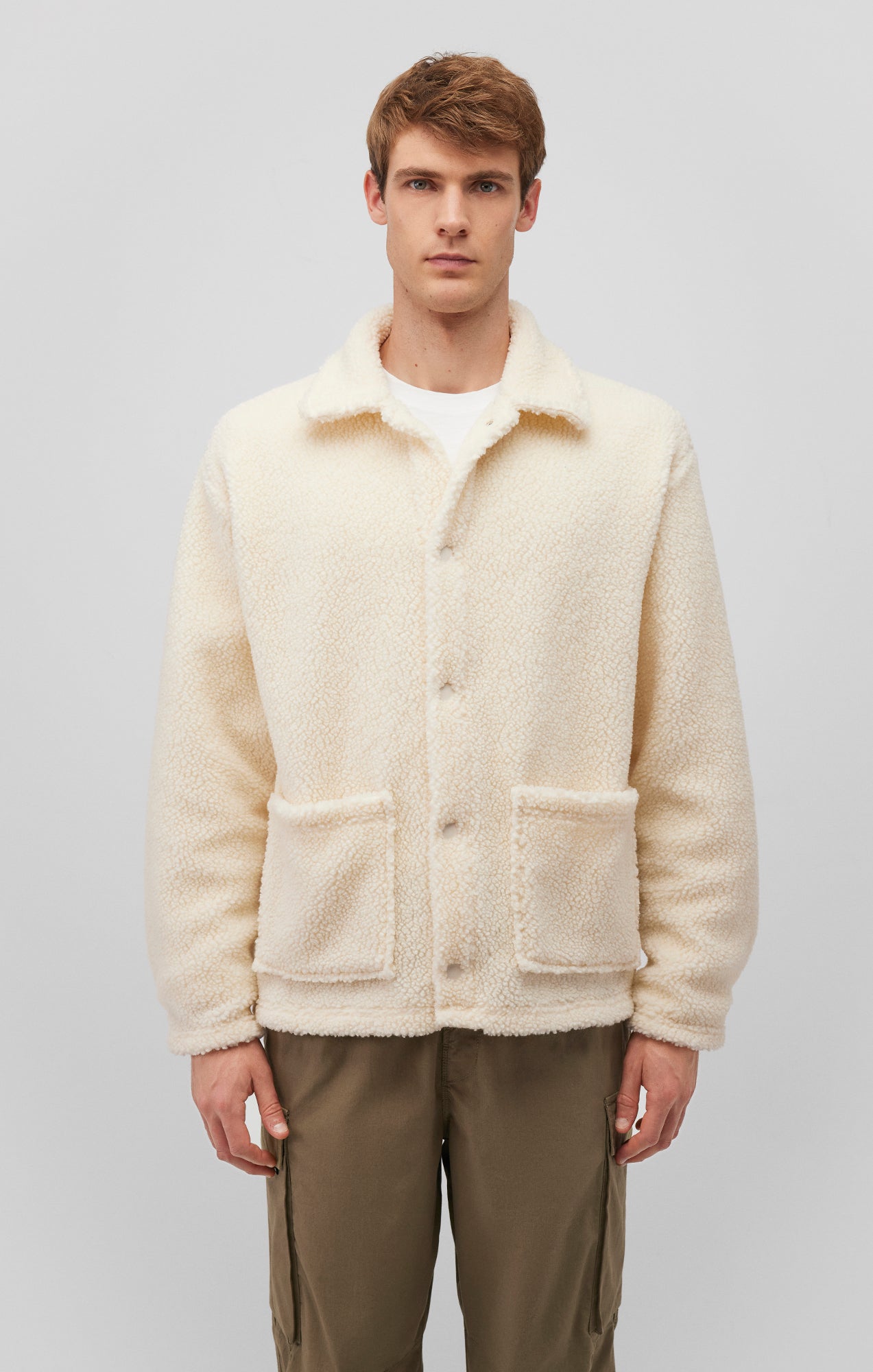 SHERPA BUTTON-UP JACKET IN ANTIQUE WHITE - Mavi Jeans