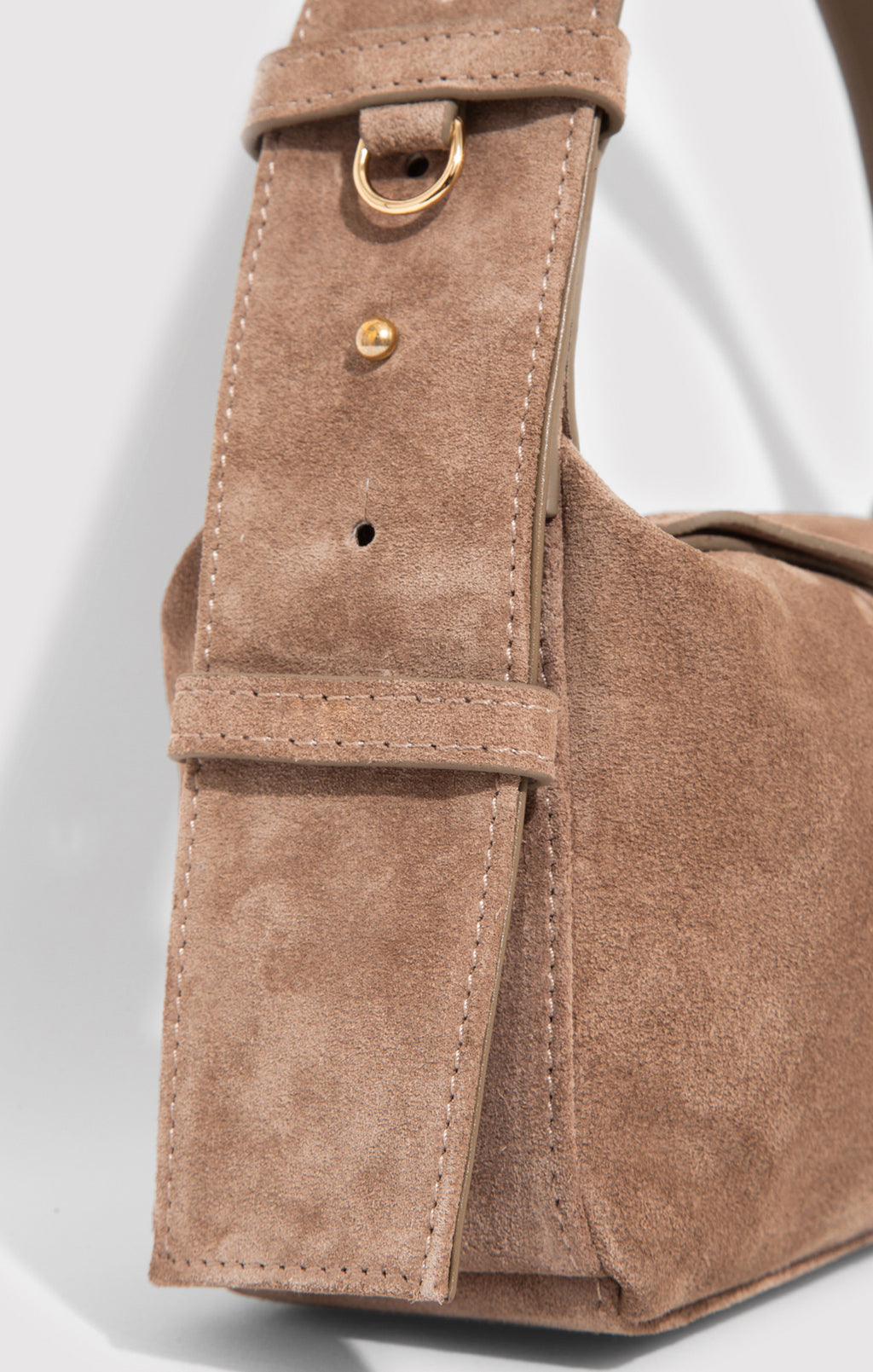 SUEDE SHOULDER BAG IN SILVER MINK