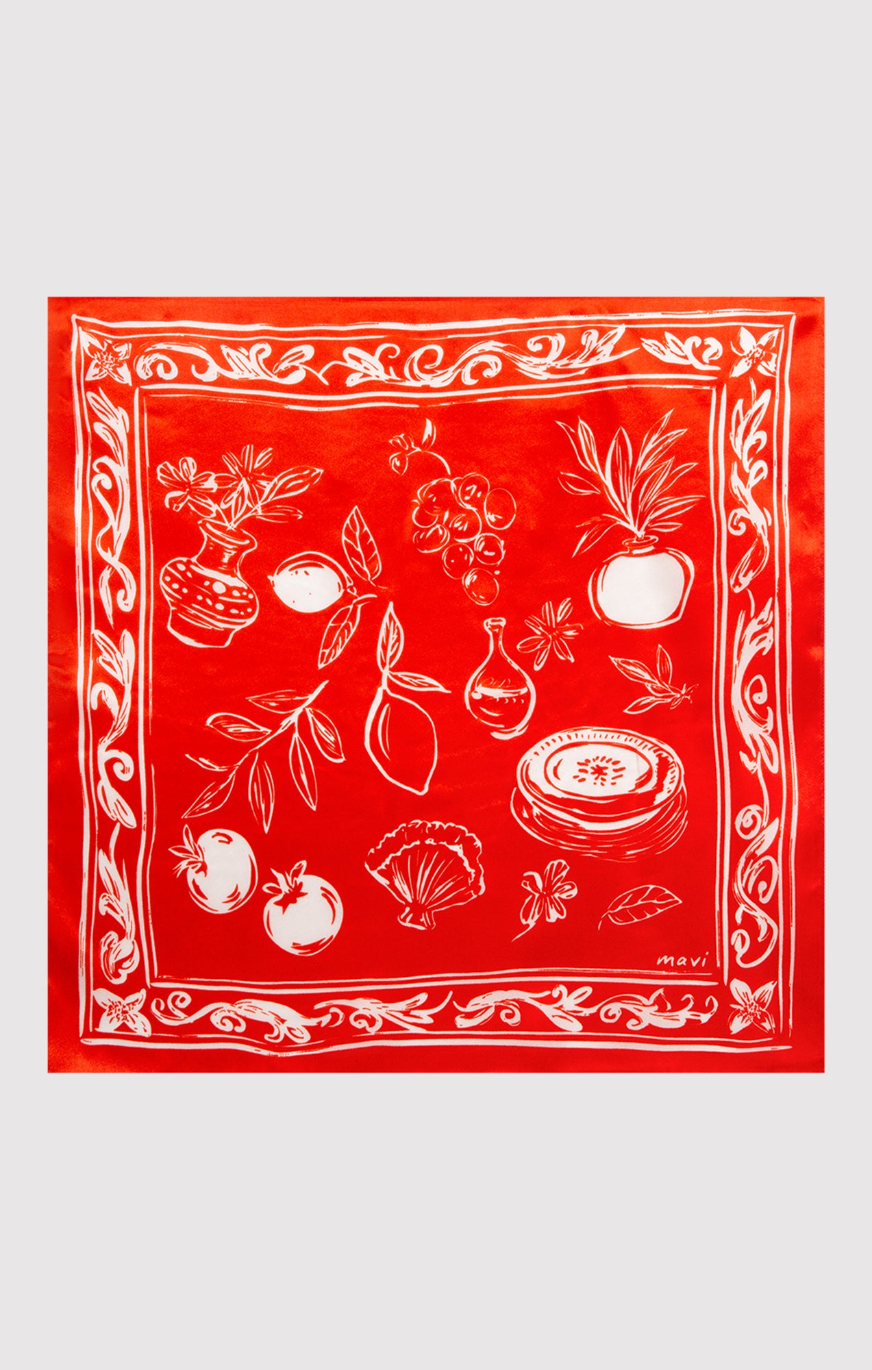 SMALL SILK PICNIC BANDANA IN RED - Mavi Jeans