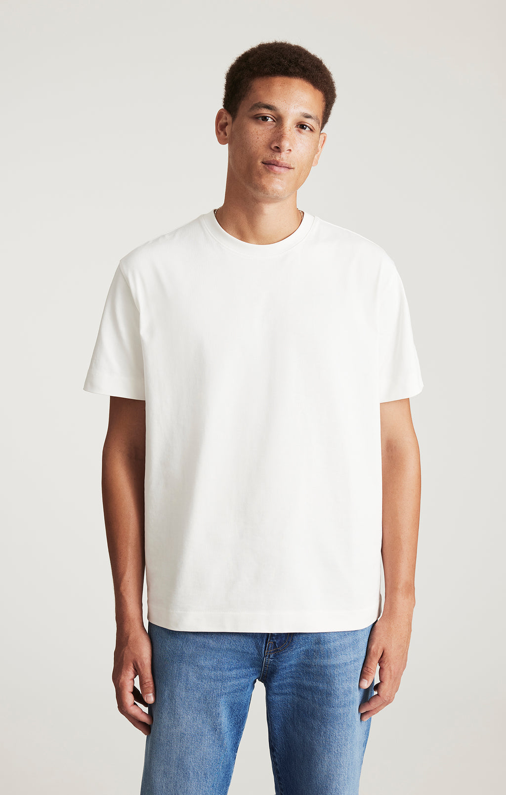 SHORT SLEEVE CREW NECK T-SHIRT IN ANTIQUE WHITE - Mavi Jeans