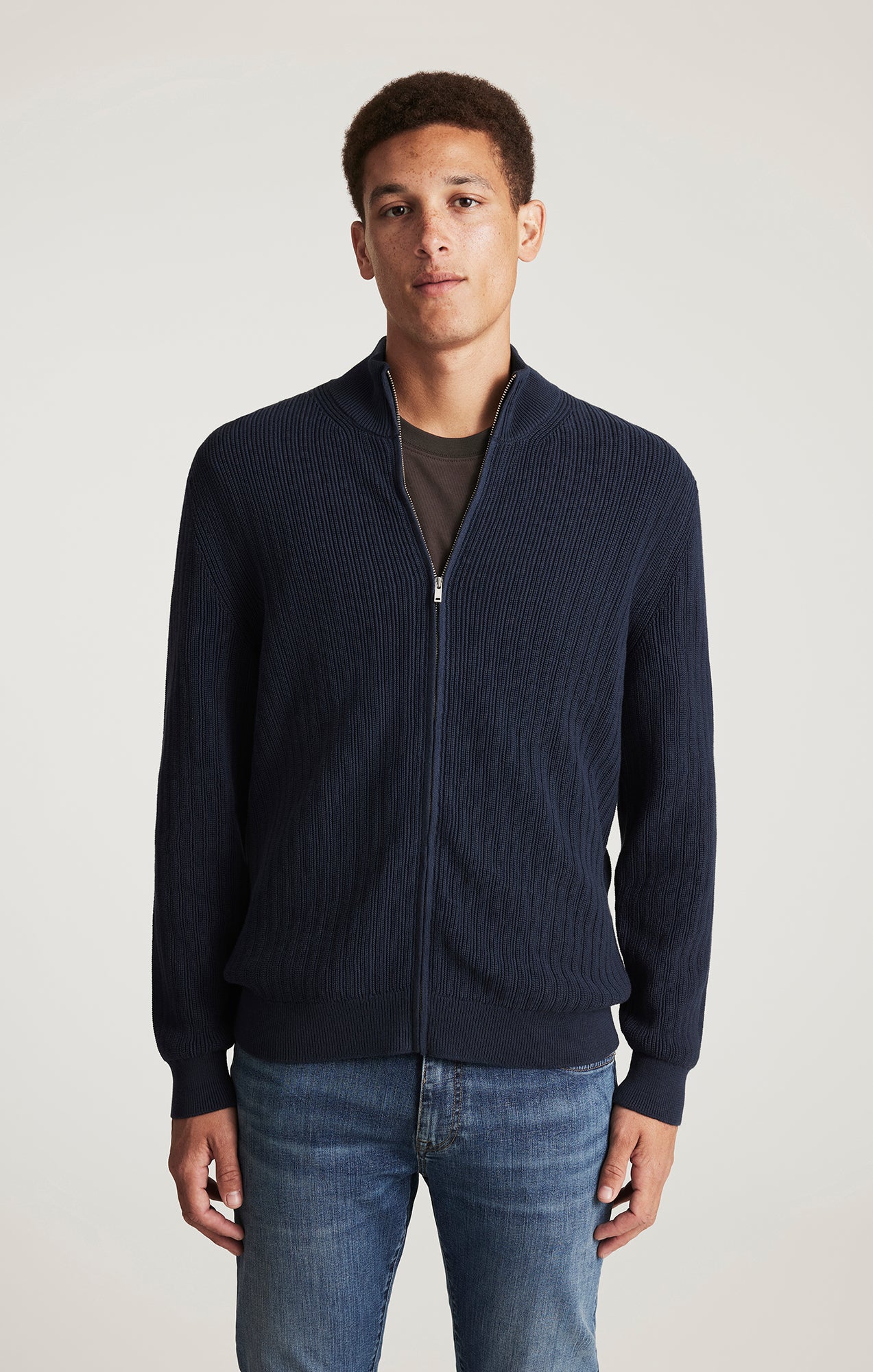 FULL ZIP CARDIGAN IN TOTAL ECLIPSE - Mavi Jeans