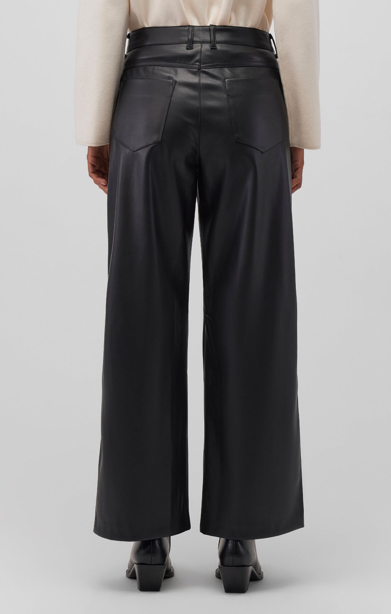 FAUX LEATHER WIDE LEG PANTS IN BLACK - Mavi Jeans
