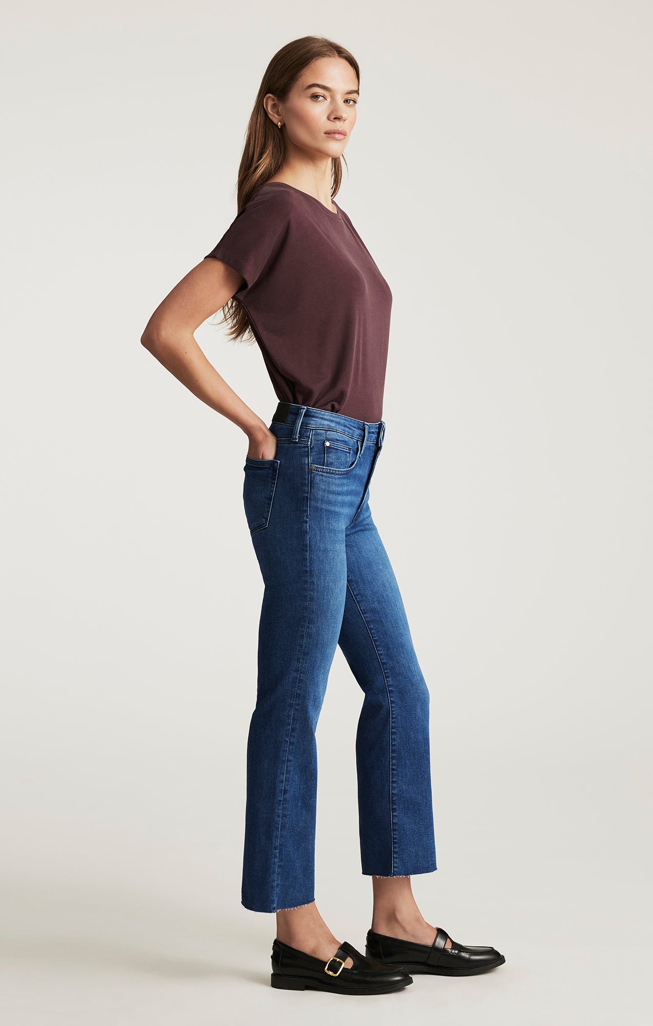 ANIKA CROPPED FLARE IN DARK BRUSHED FLEX BLUE - Mavi Jeans