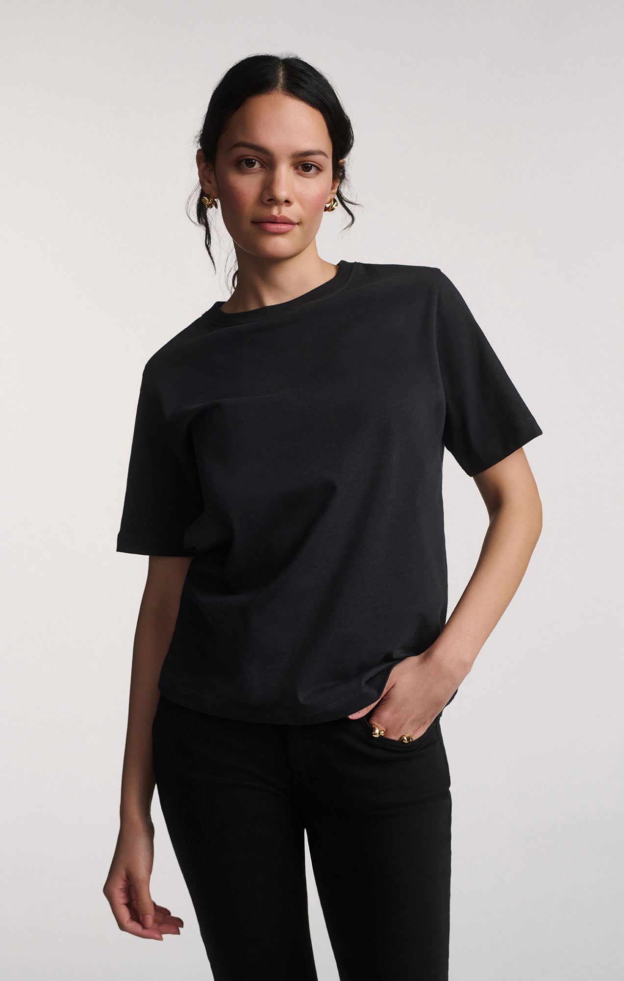SHORT SLEEVE CREW NECK T-SHIRT IN PHANTOM - Mavi Jeans