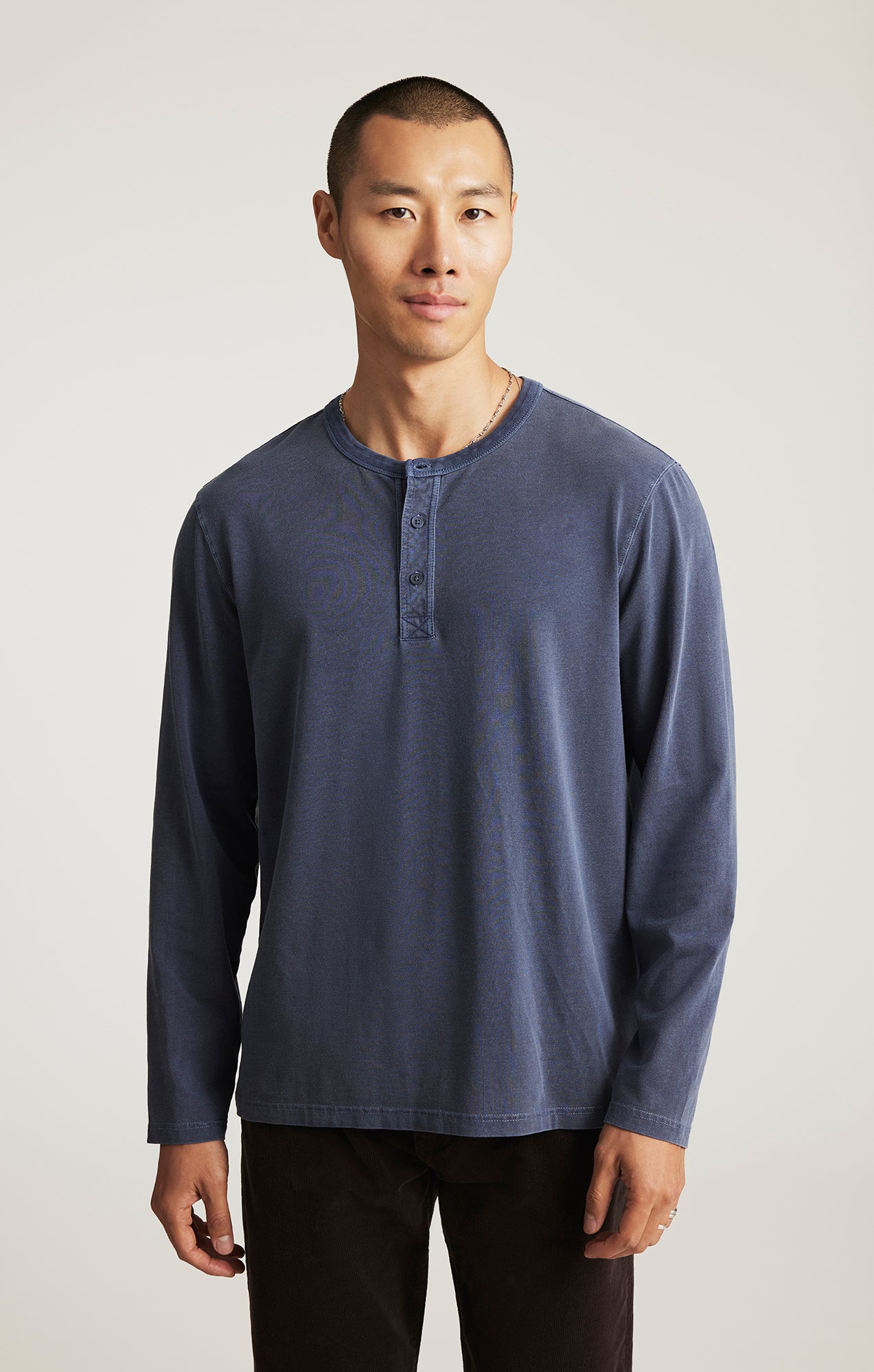 LONG SLEEVE HENLEY T-SHIRT IN OUTER SPACE