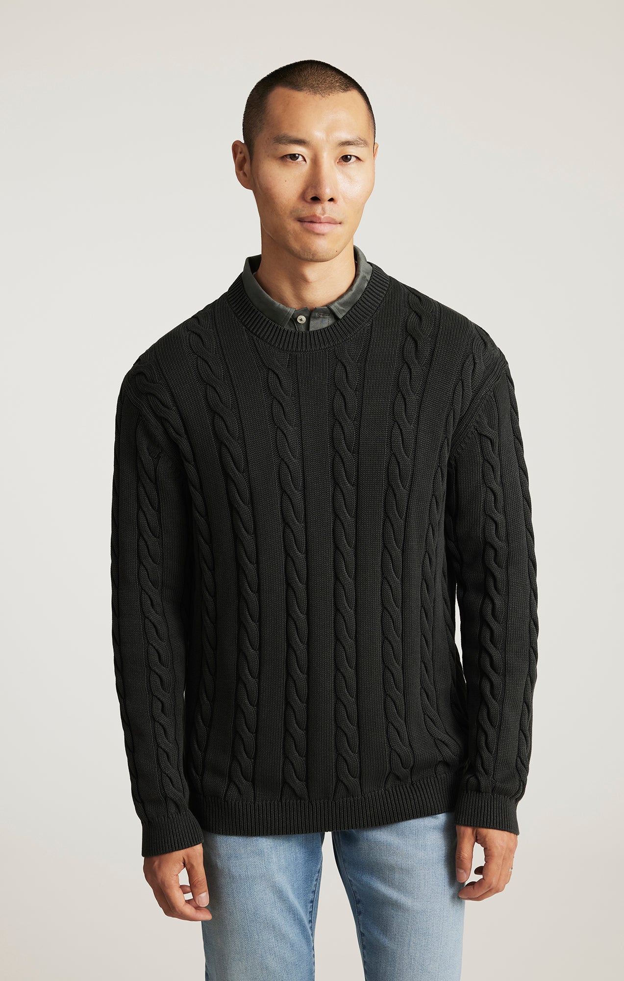 CABLE-KNIT SWEATER IN FROST GRAY - Mavi Jeans