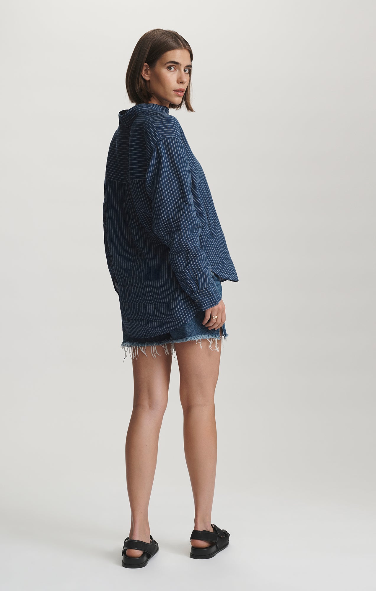 Mavi Women's Linen Long Sleeve Button-Up Shirt In Navy