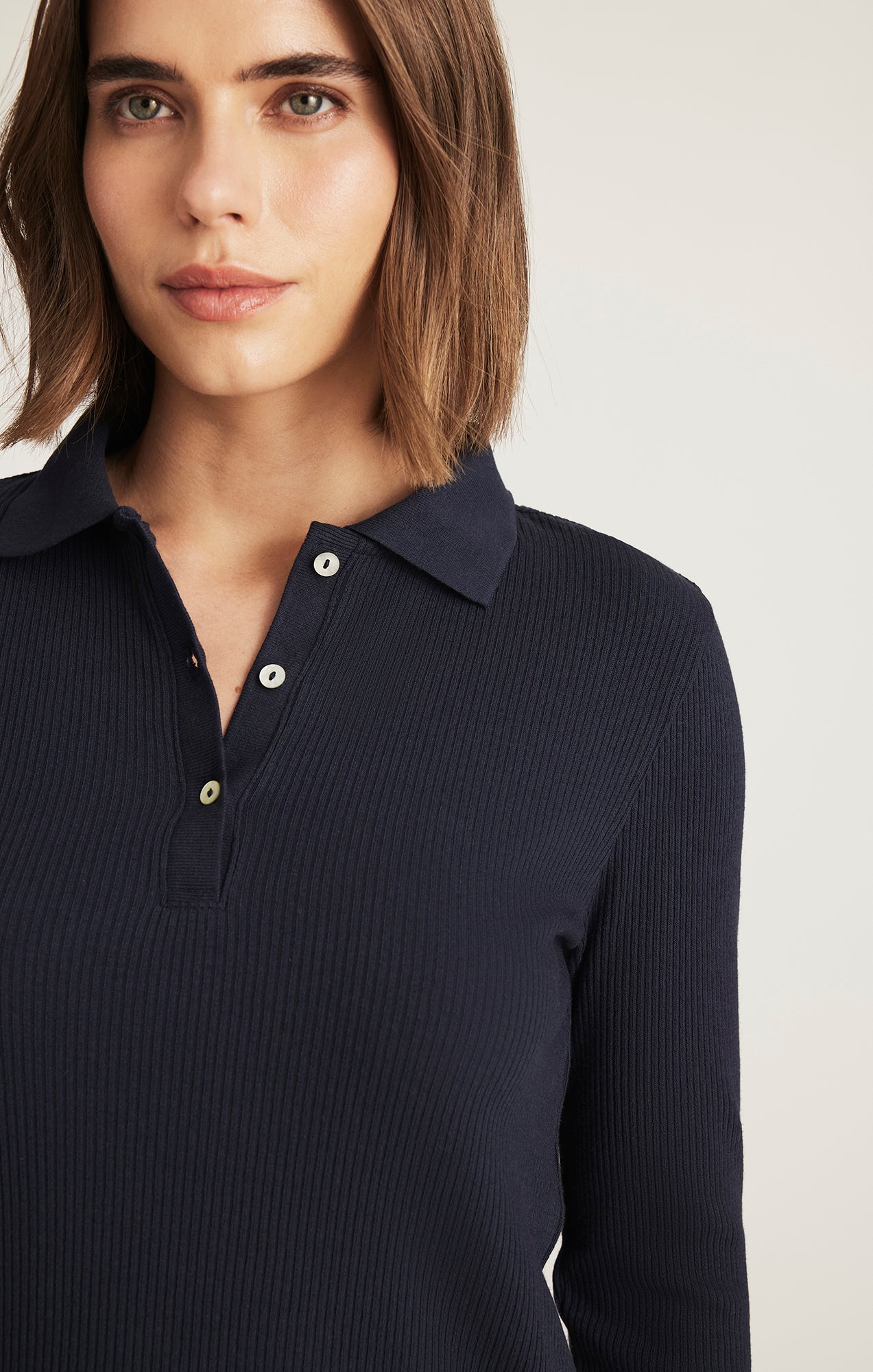 LONG SLEEVE POLO T-SHIRT IN NAVY BLAZER - Mavi Jeans