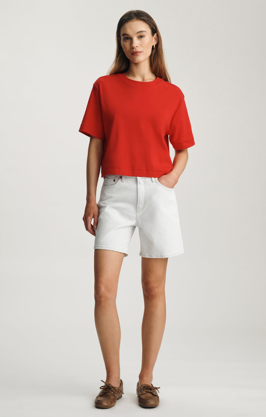 RILEY CREW NECK T-SHIRT IN RED - Mavi Jeans