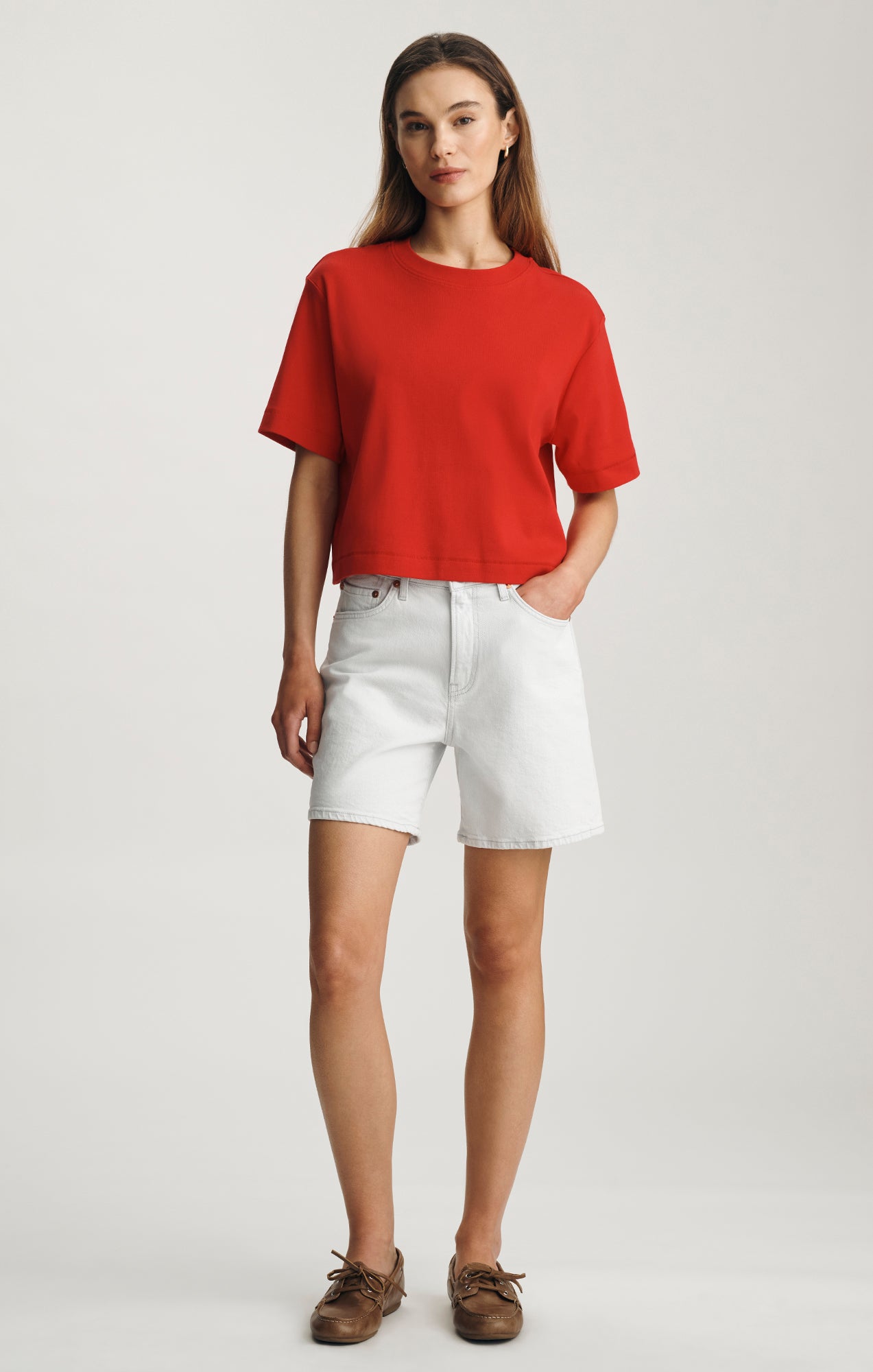 RILEY CREW NECK T-SHIRT IN RED - Mavi Jeans