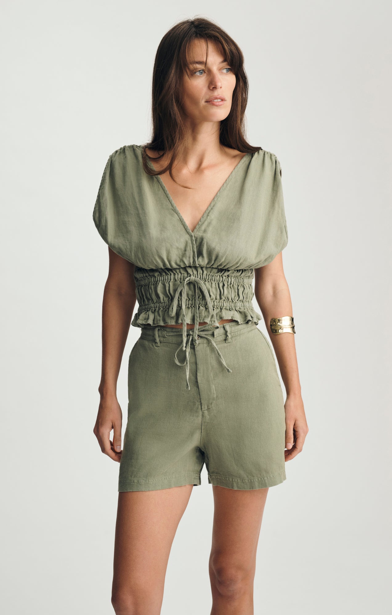 LINEN TIE-WAIST SHORTS IN SEA SPRAY - Mavi Jeans