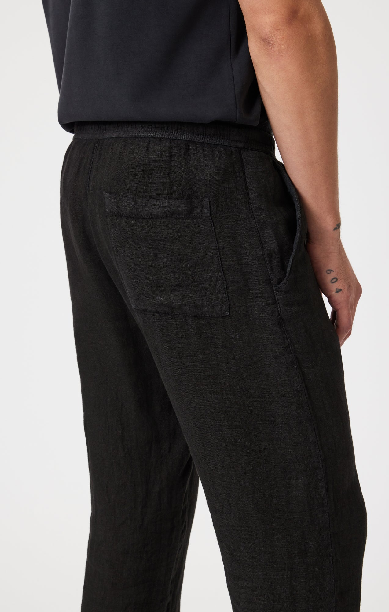 DRAWSTRING LINEN PANTS IN BLACK - Mavi Jeans
