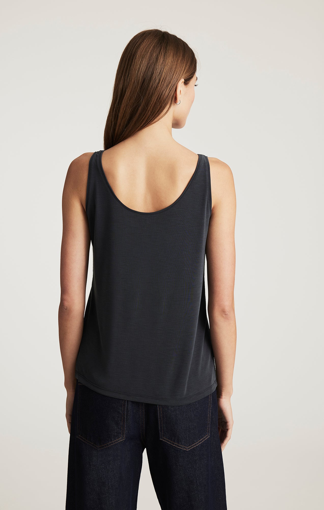 LUXE TOUCH TENCEL™ HENLEY TANK TOP IN BLACK