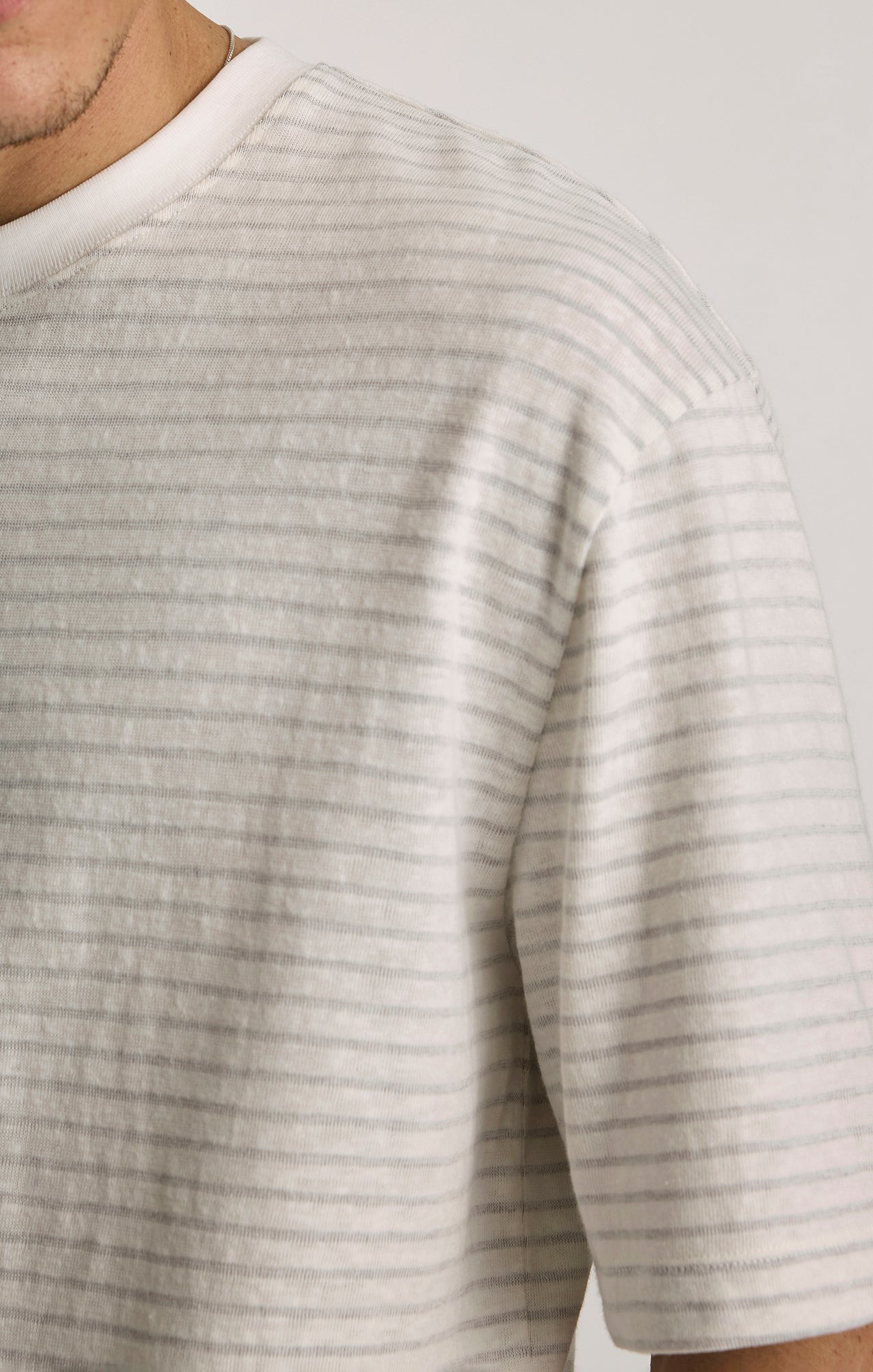 STRIPED CREW NECK T-SHIRT IN ELEPHANT SKIN - Mavi Jeans