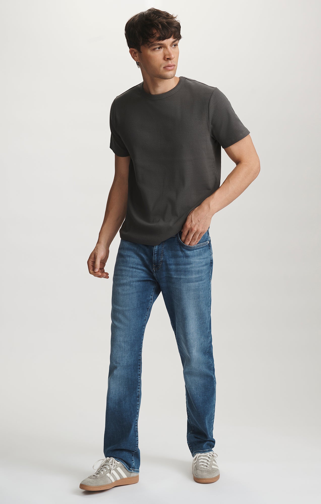 ZACH STRAIGHT LEG IN DARK BRUSHED FEATHER BLUE - Mavi Jeans