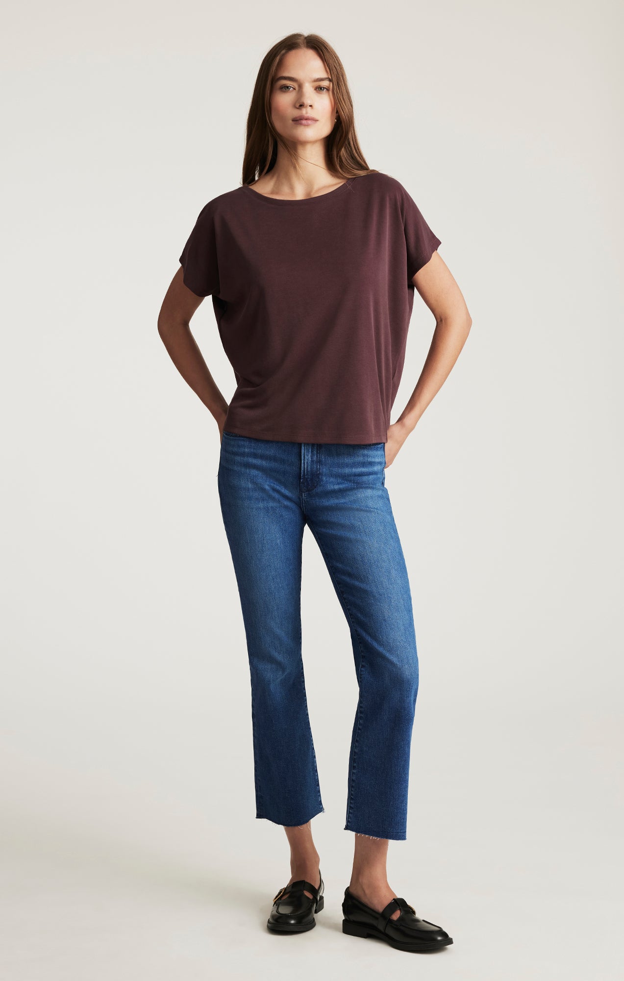 ANIKA CROPPED FLARE IN DARK BRUSHED FLEX BLUE - Mavi Jeans